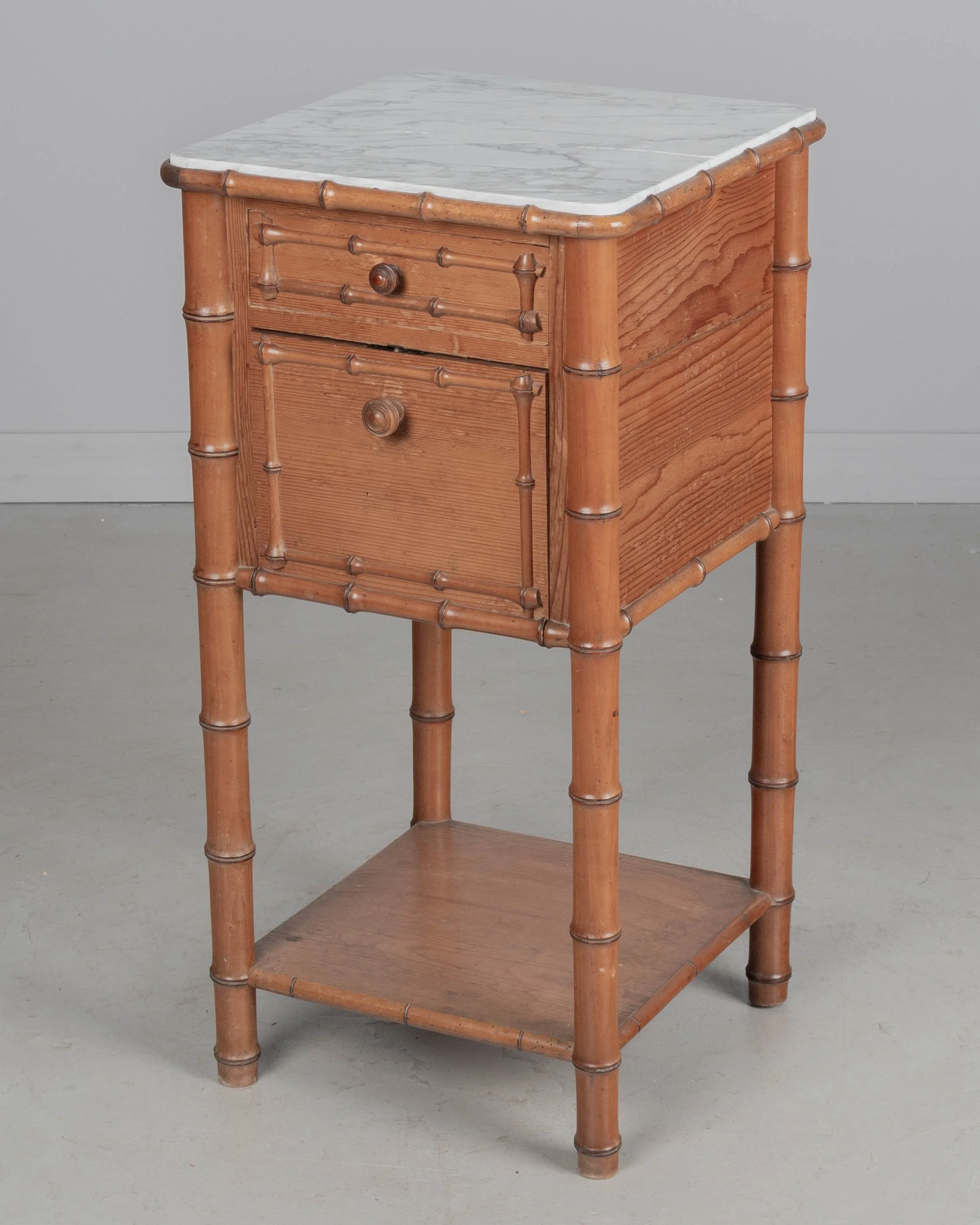 French Faux Bamboo Nightstand or Side Table