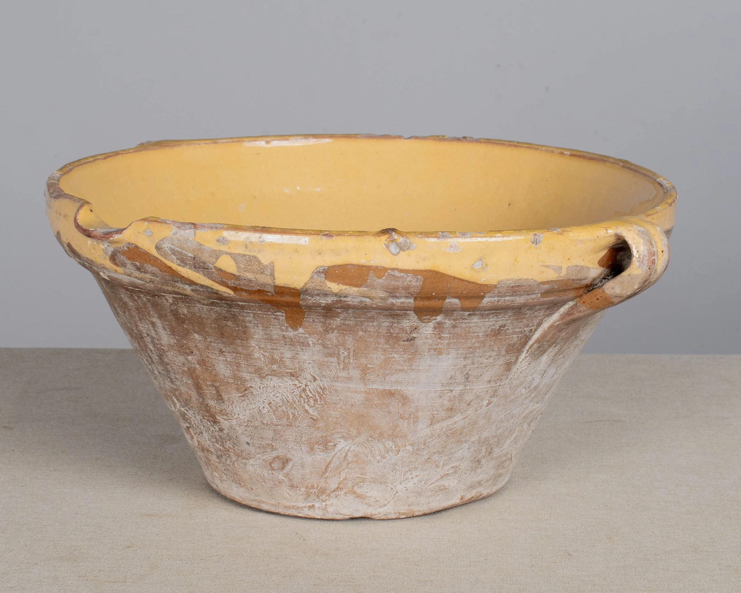 French Yellow Glazed Terracotta Tian or Grésale Bowl