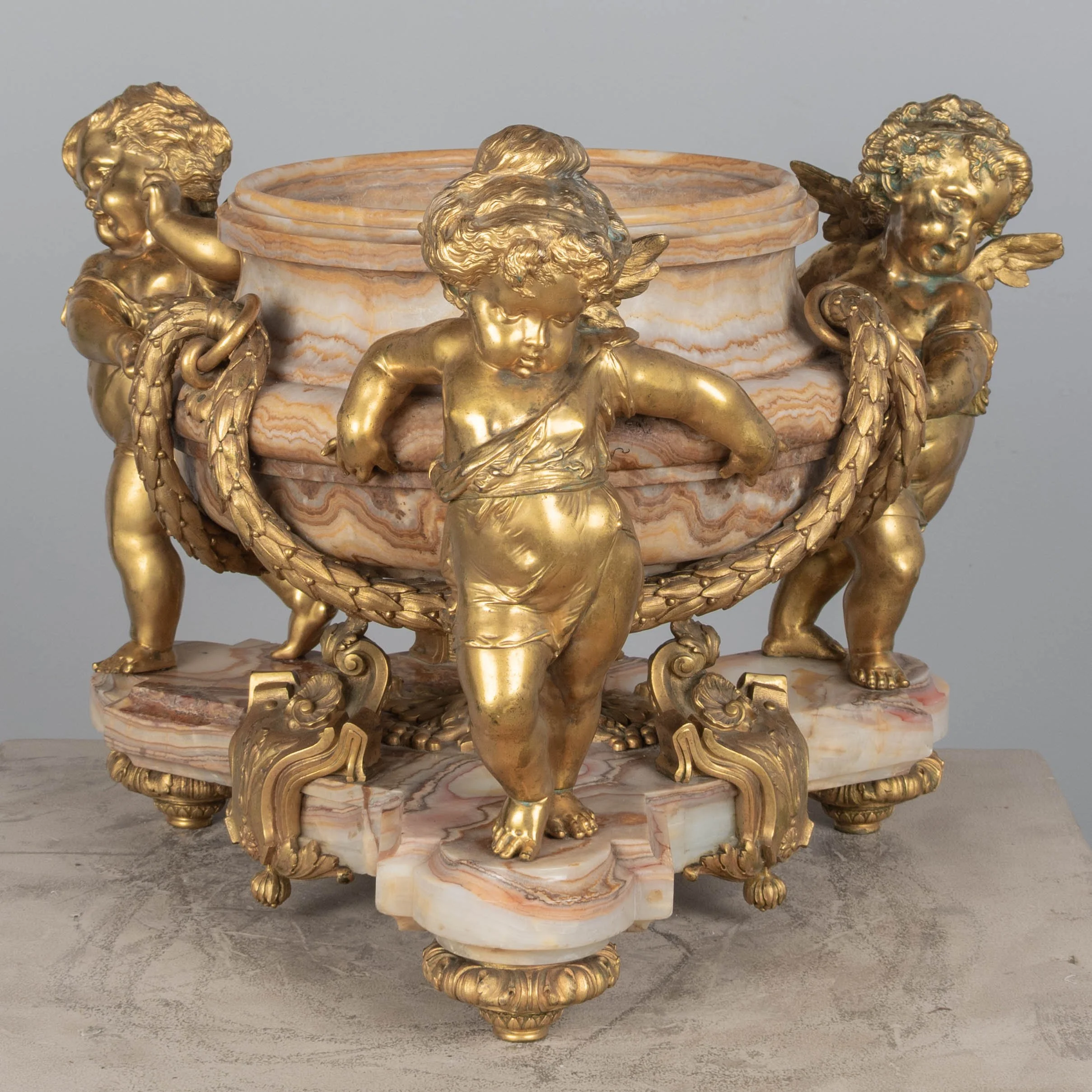 H. Journet & Cie 19th Century French Ormolu Bronze & Oynx Centerpiece