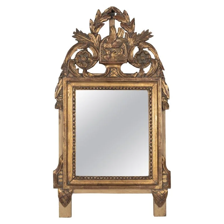 French Louis XVI Giltwood Bridal Mirror