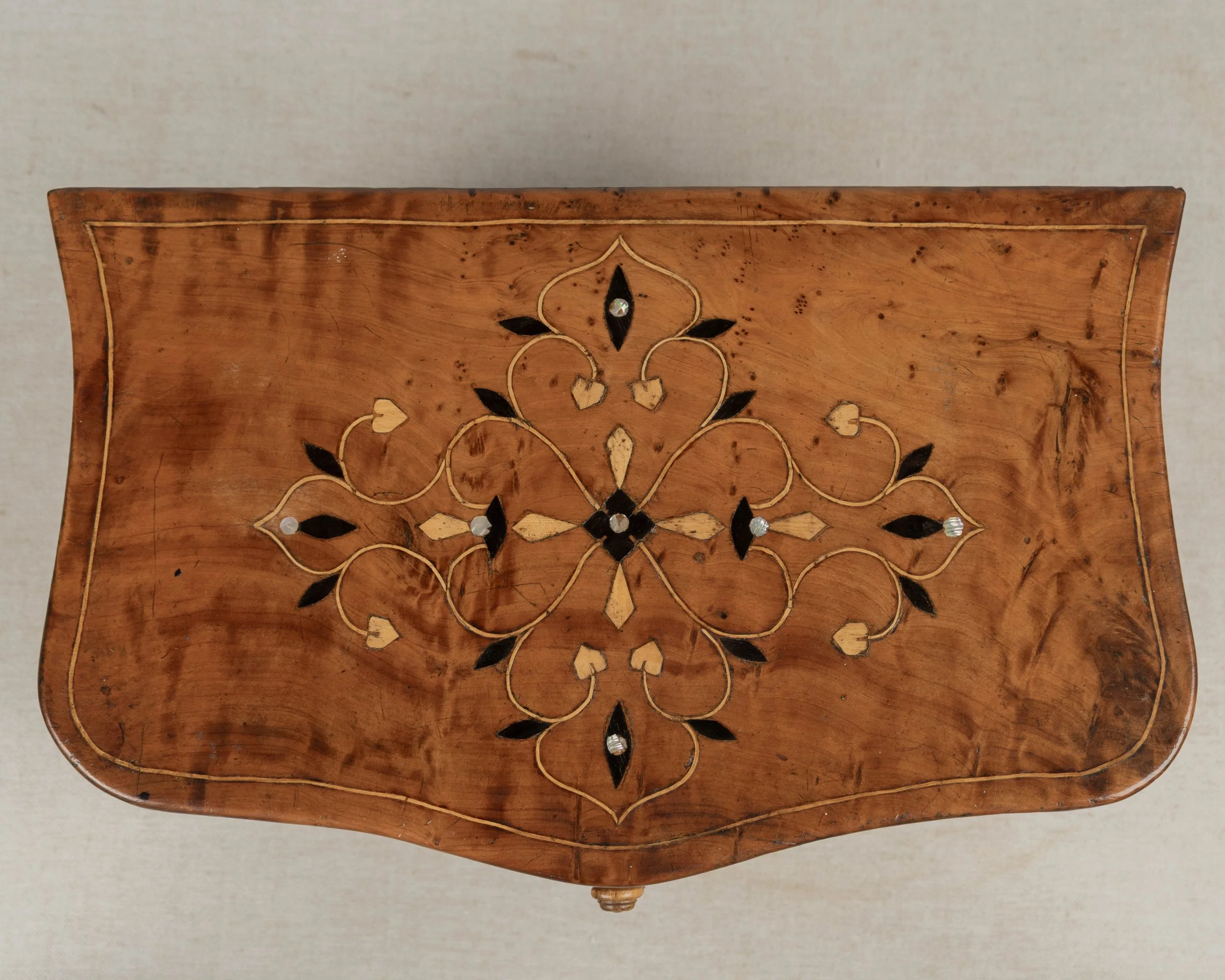 French Louis XV Miniature Commode, Solid Cherry with Inlay,