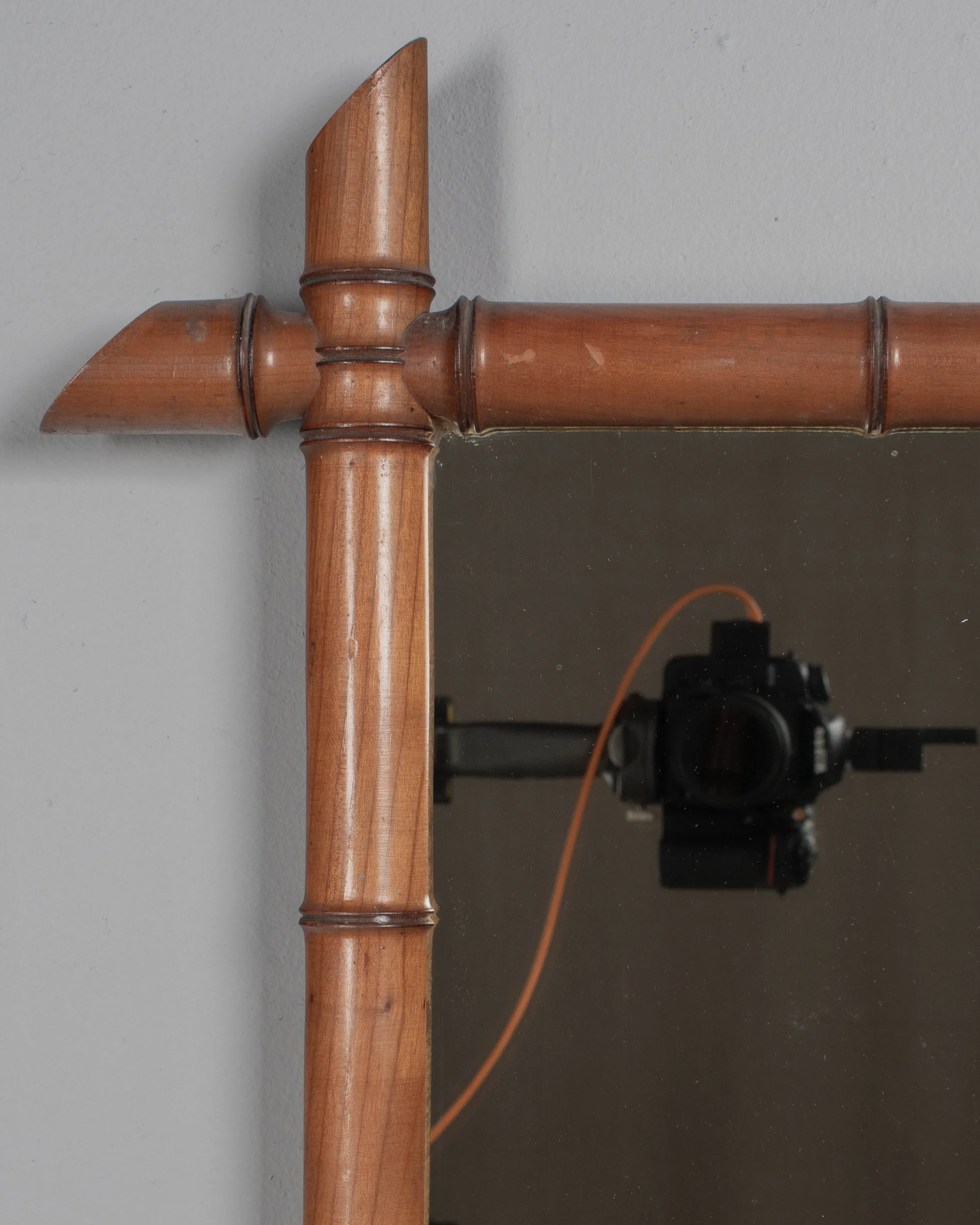 French Faux Bamboo Cherry Wood Mirror