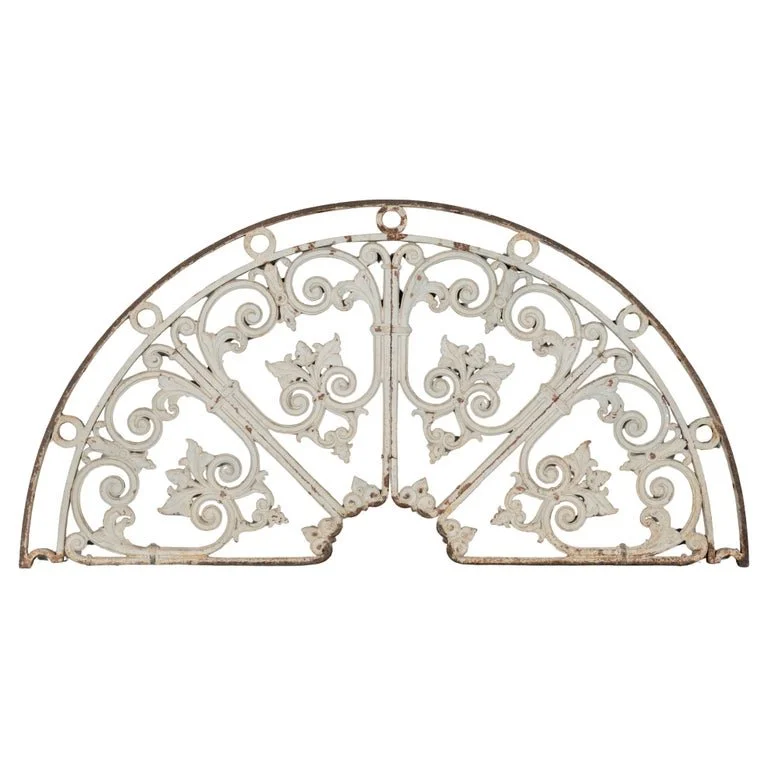 19th Century French Cast Iron Demilune Grille