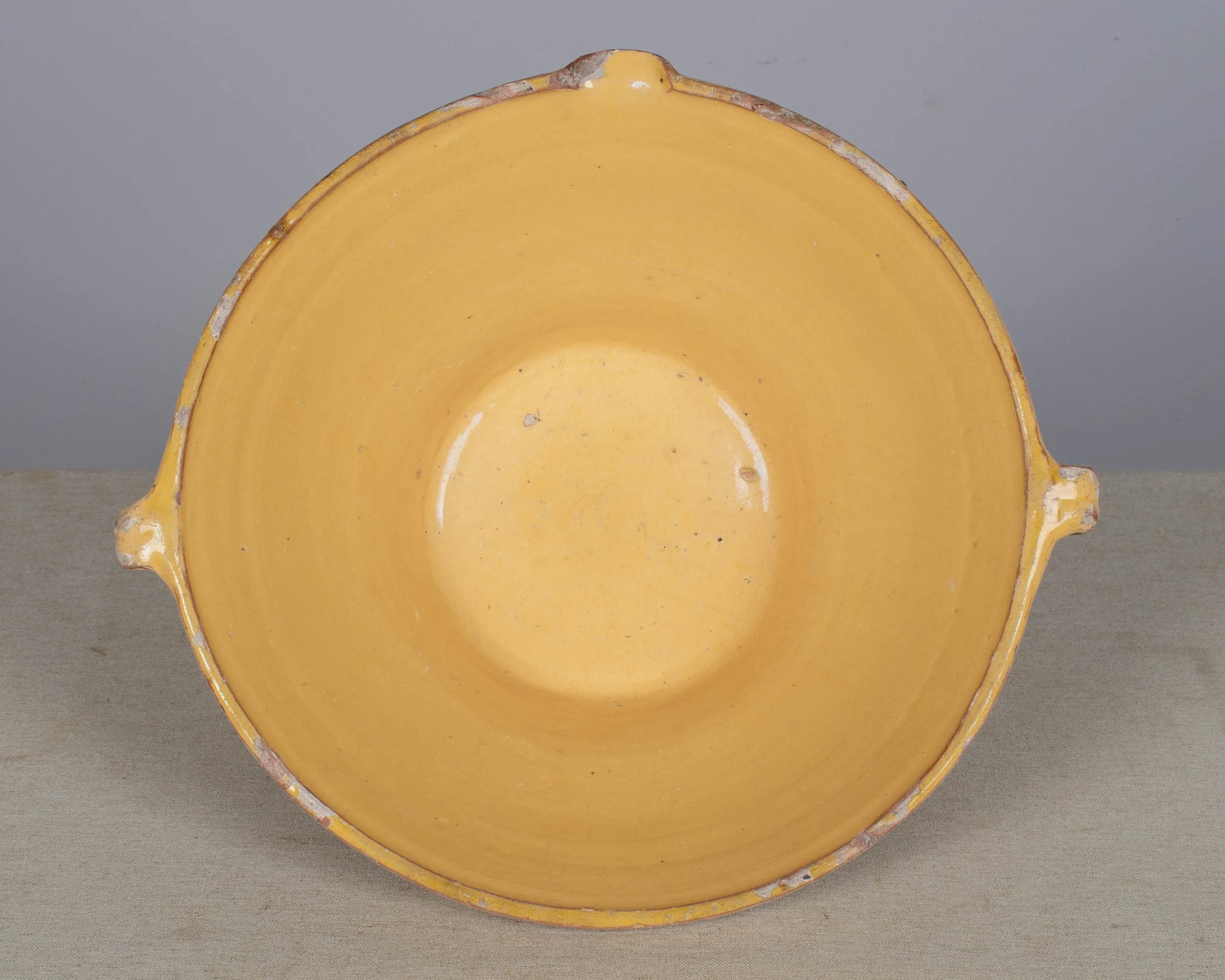 French Yellow Glazed Terracotta Tian or Grésale Bowl