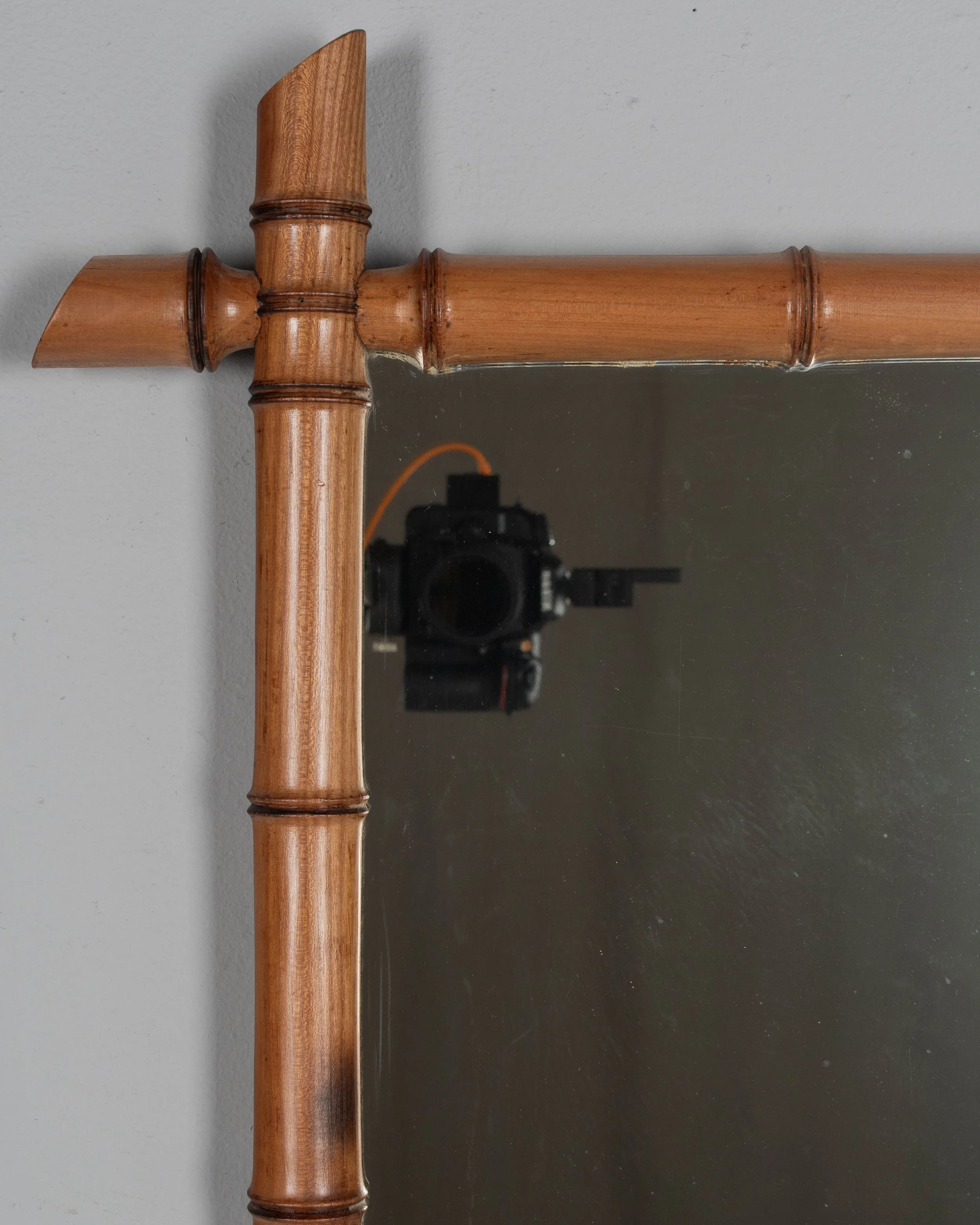 French Faux Bamboo Cherry Wood Mirror