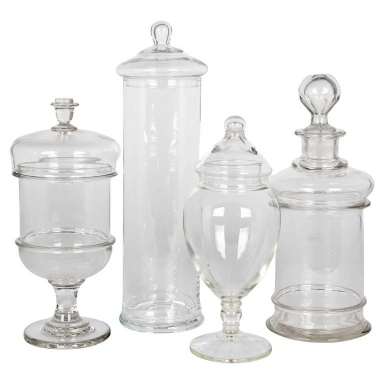 French Glass Apothecary Jars or Canisters Set of 4