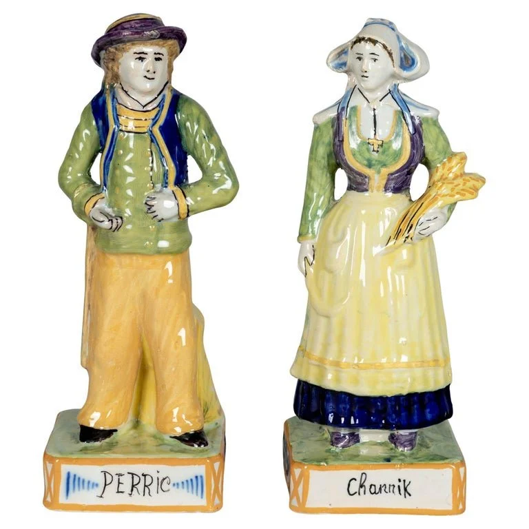Pair of 19th Century French Henriot Quimper Faience Figurines