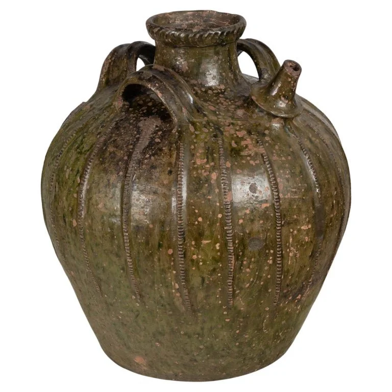 18th Century French Pottery Walnut Oil Jug from Perigord