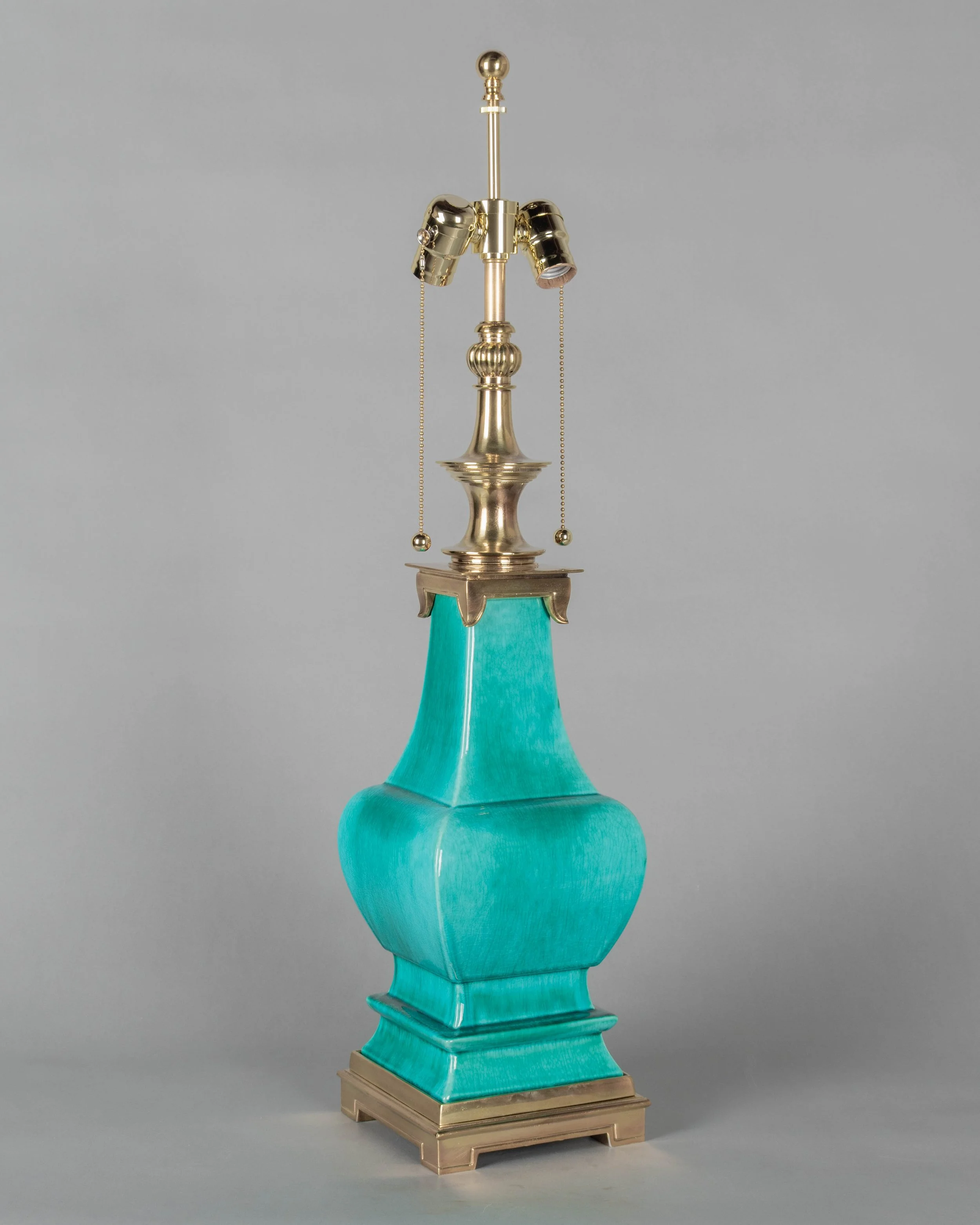 Mid Century Stiffel Ceramic & Brass Pagoda Lamp