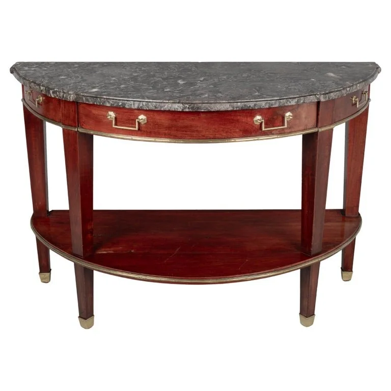 19th Century Louis XVI Style French Demilune Console Table
