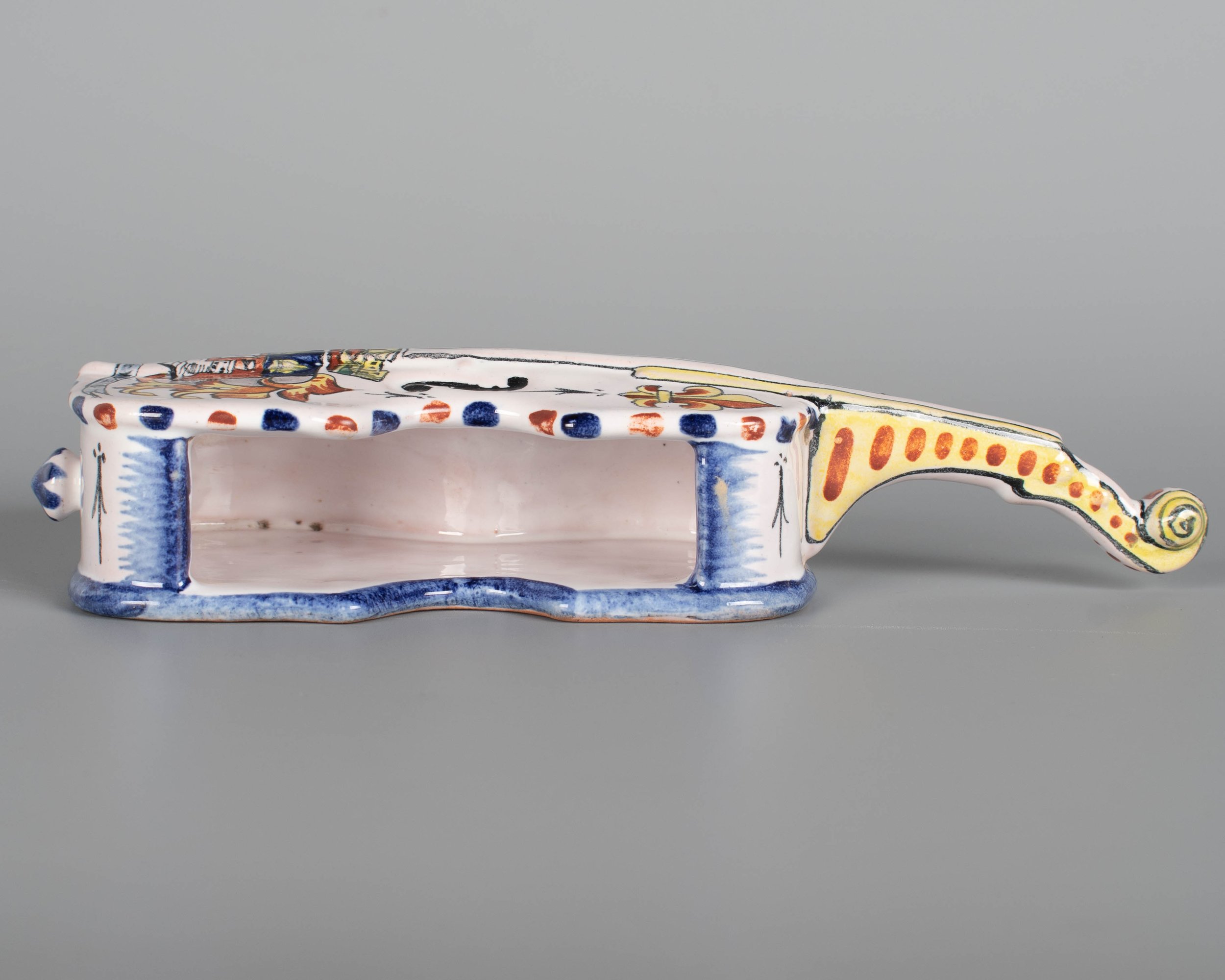 19th Century French Alcide Chaumeil Faience Miniature Violin Vessel