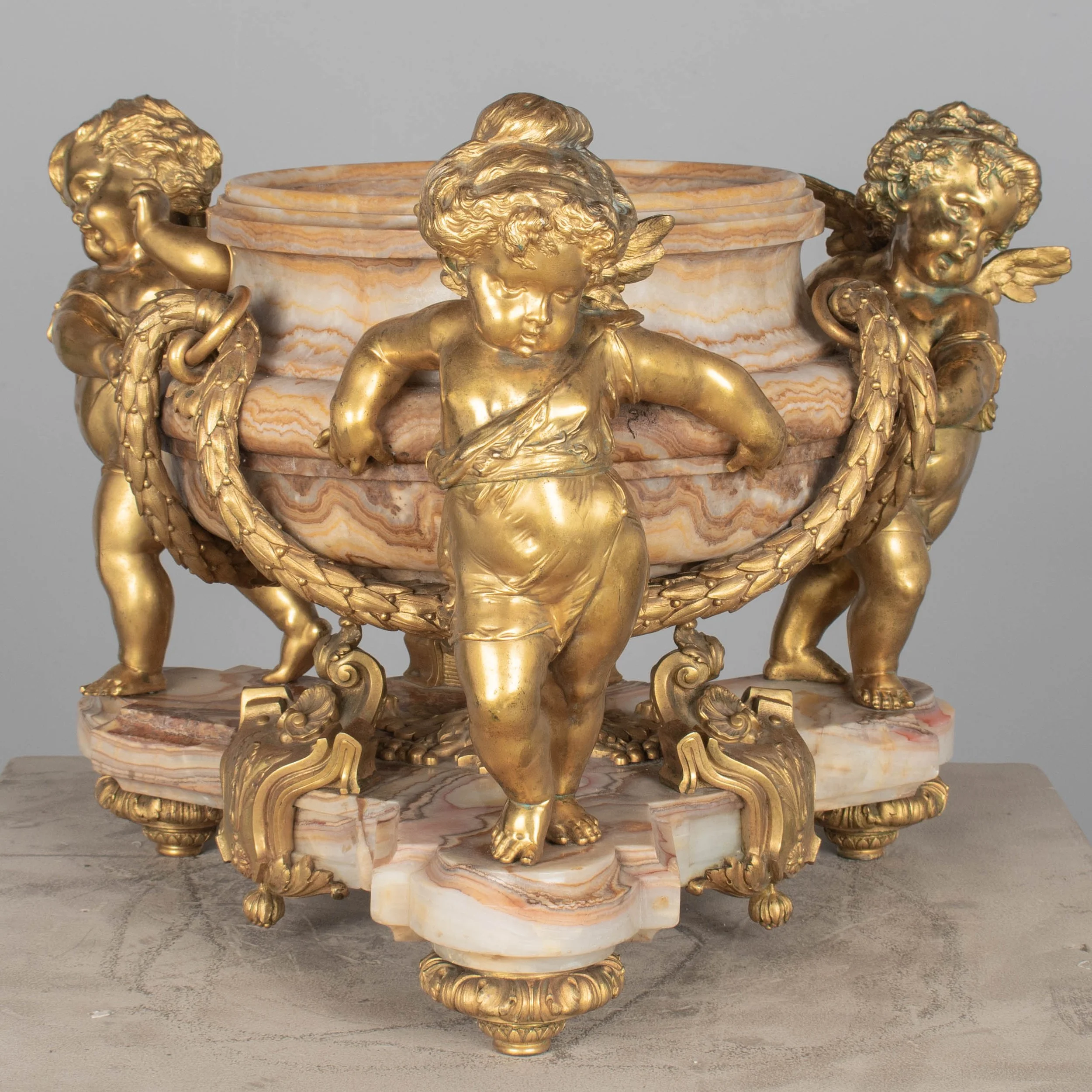 H. Journet & Cie 19th Century French Ormolu Bronze & Oynx Centerpiece