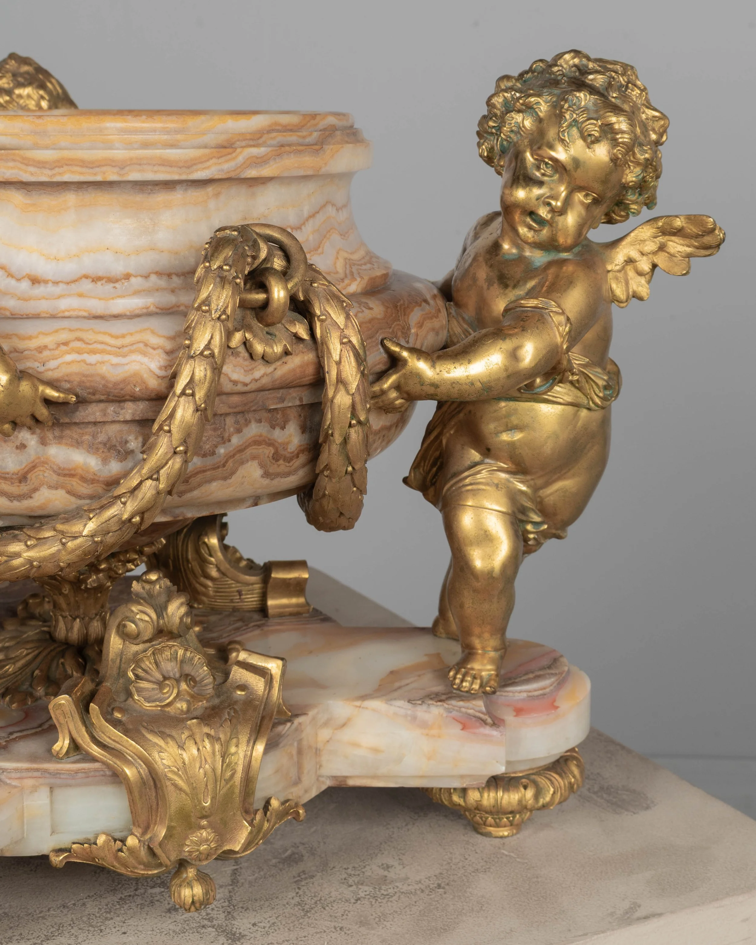 H. Journet & Cie 19th Century French Ormolu Bronze & Oynx Centerpiece