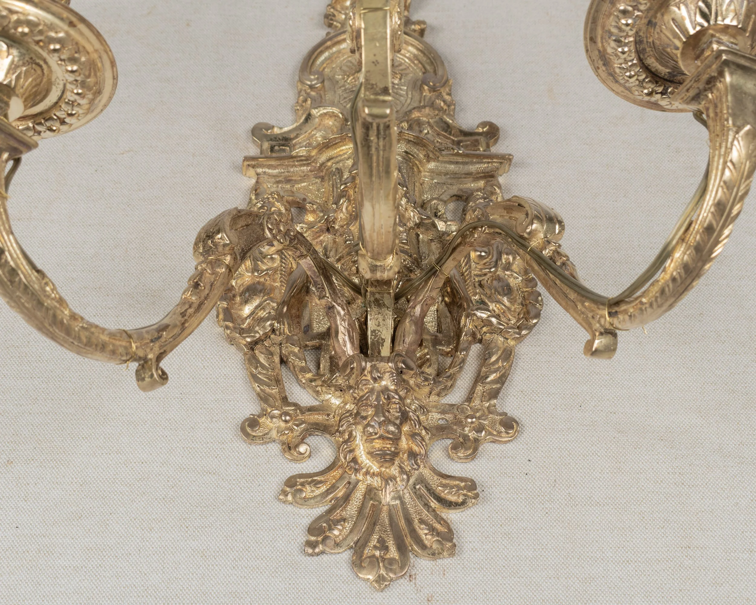 Pair of 19th Century French Baroque Cast Bronze Wall Sconces