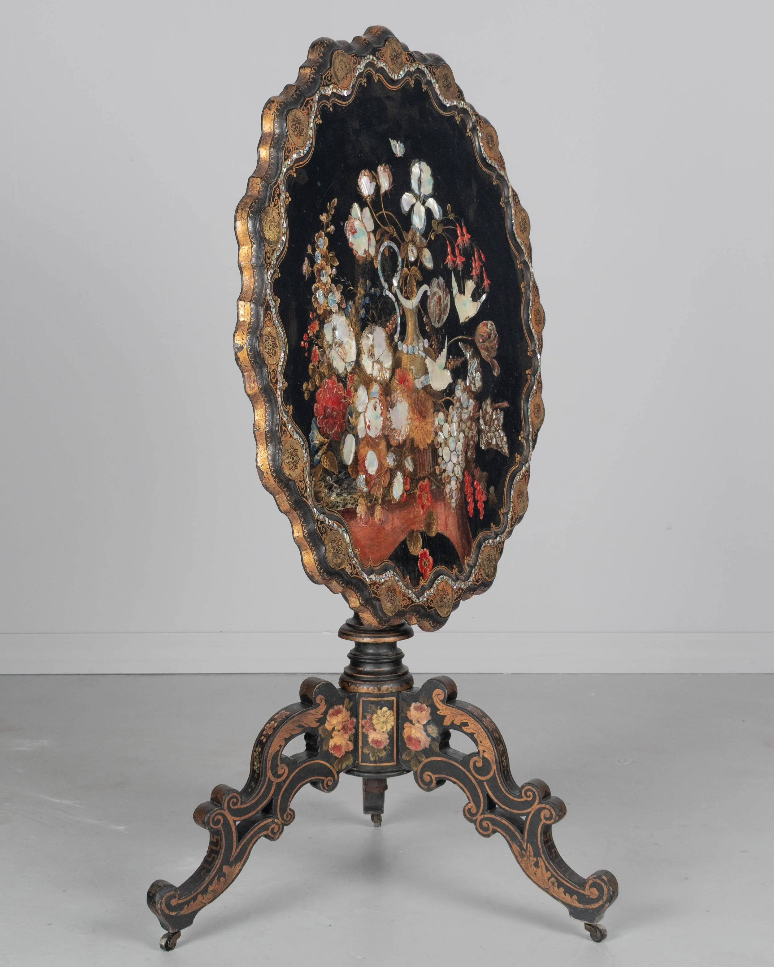 19th Century Napoleon III Lacquered Tilt-Top Table