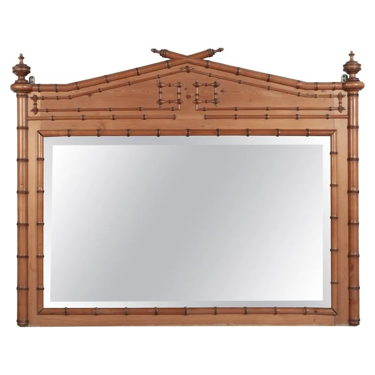 19th Century French Faux Bamboo Mirror