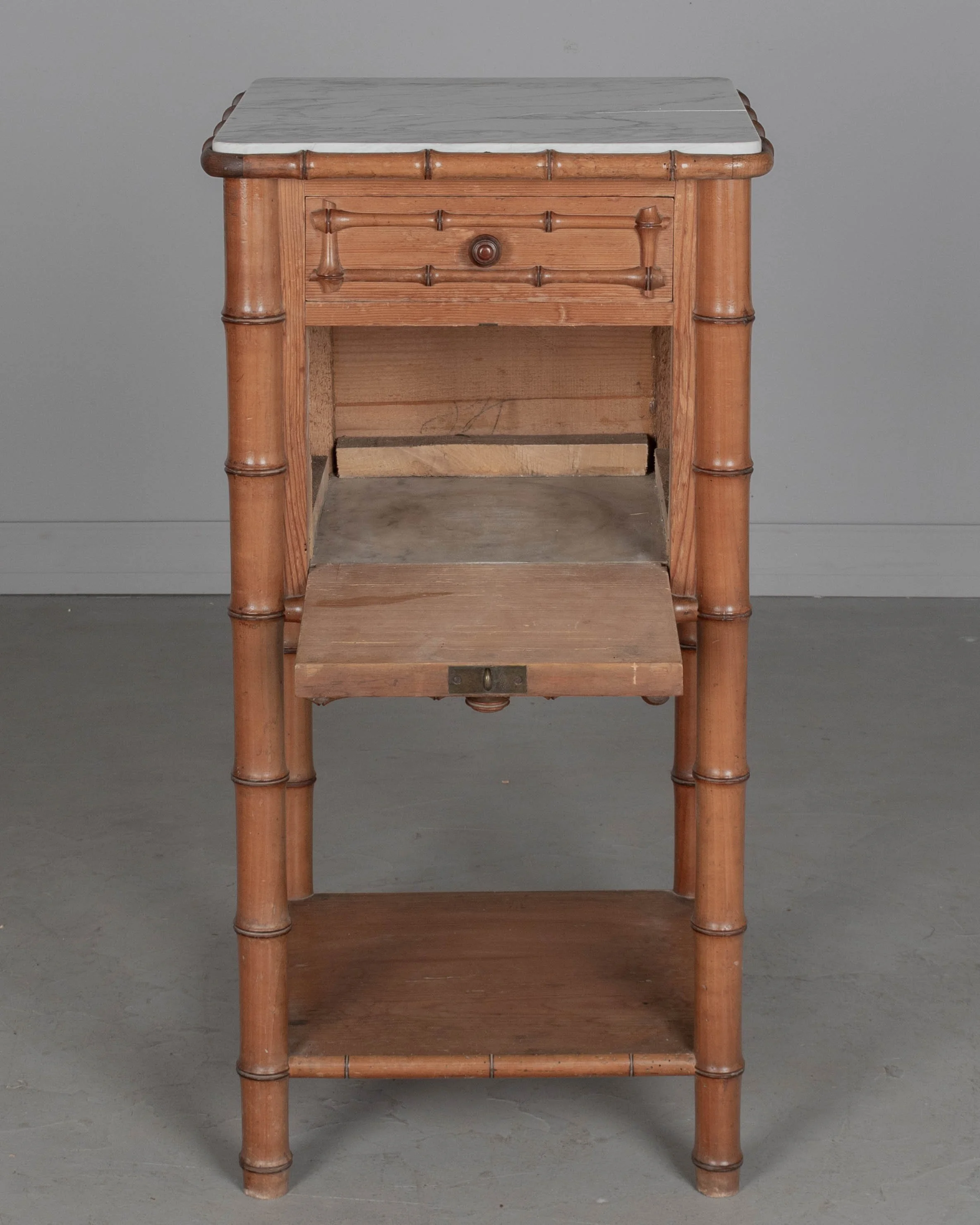 French Faux Bamboo Nightstand or Side Table