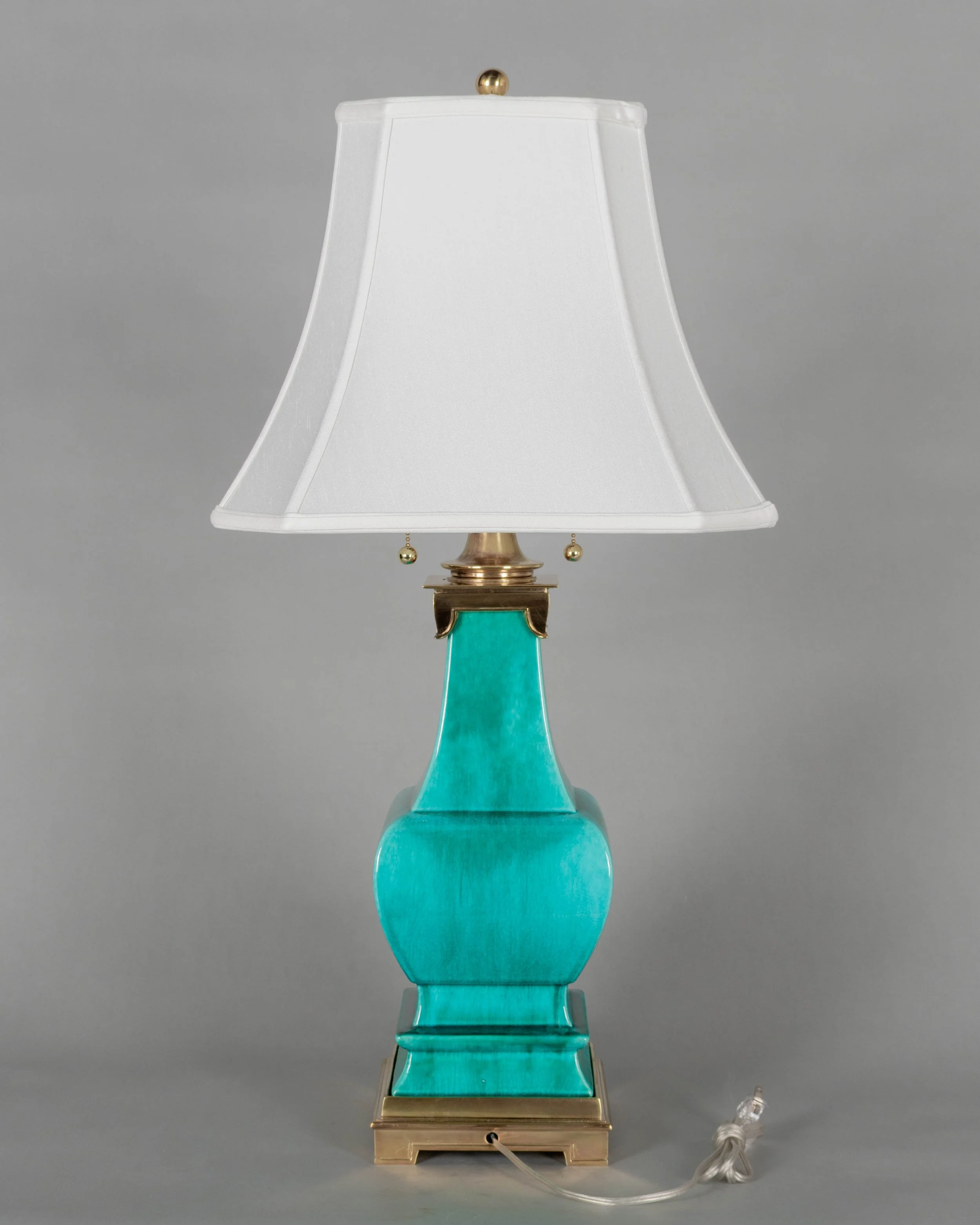 Mid Century Stiffel Ceramic & Brass Pagoda Lamp