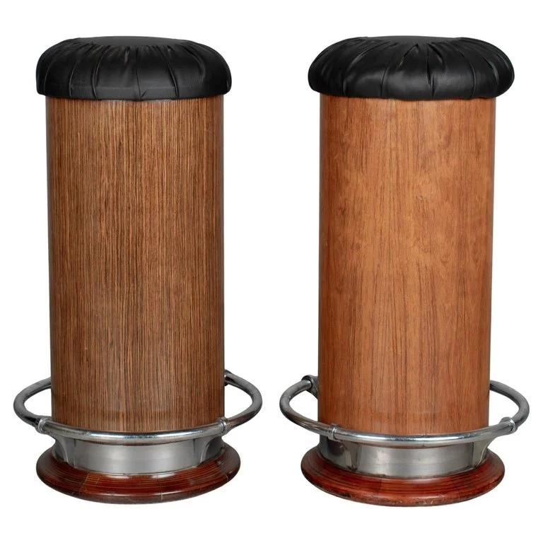 Pair of Italian Art Deco Style Bar Stools