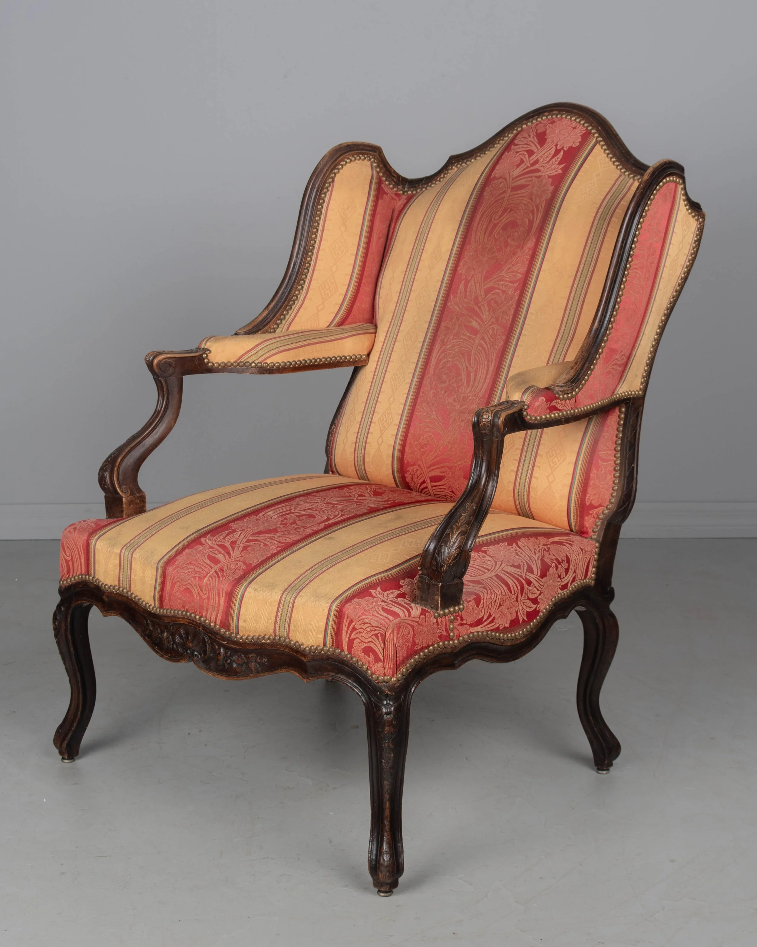 19th Century Louis XV Style Wingback Fauteuil or Armchair