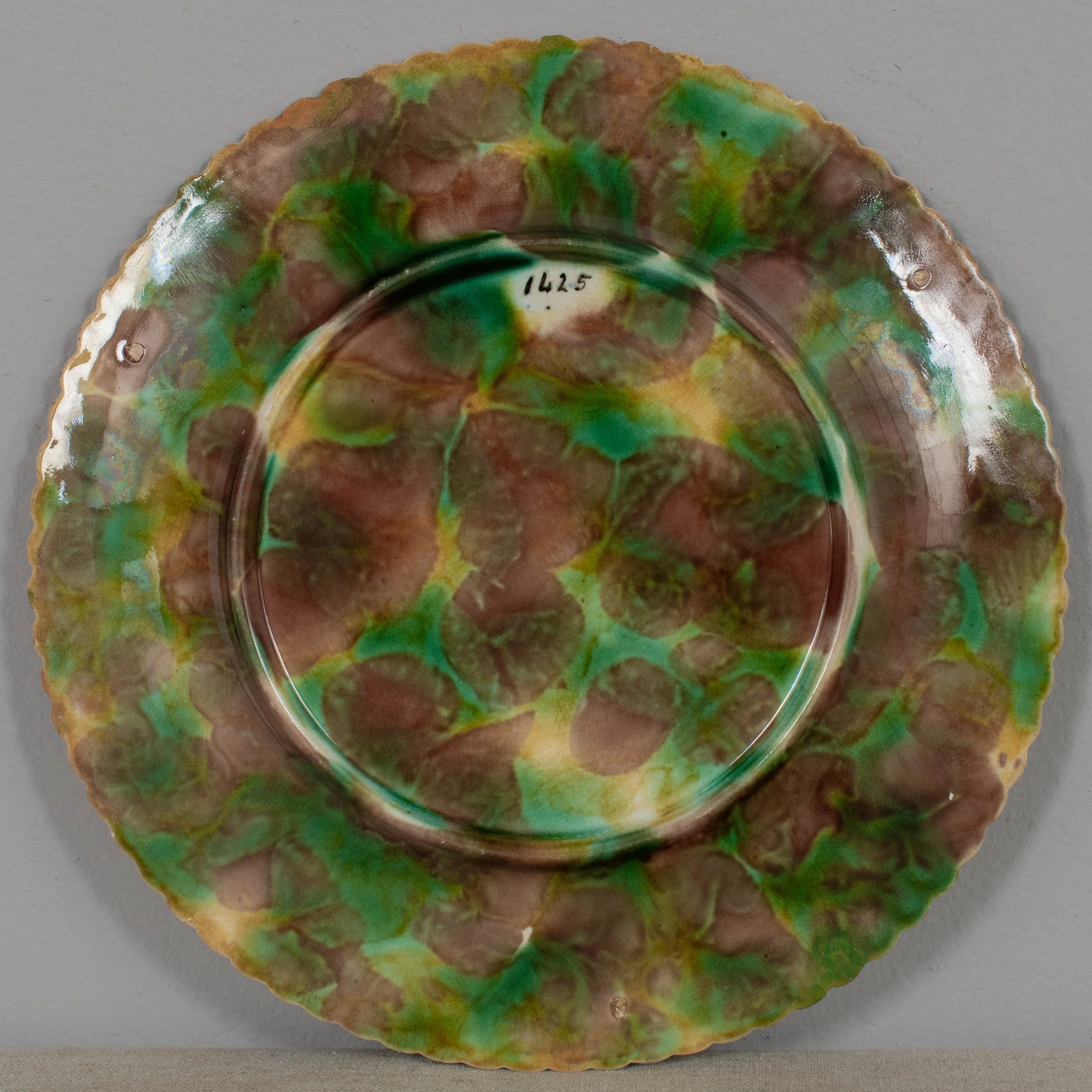 George Jones Majolica Plate, Grapevine Pattern, English, Circa 1865