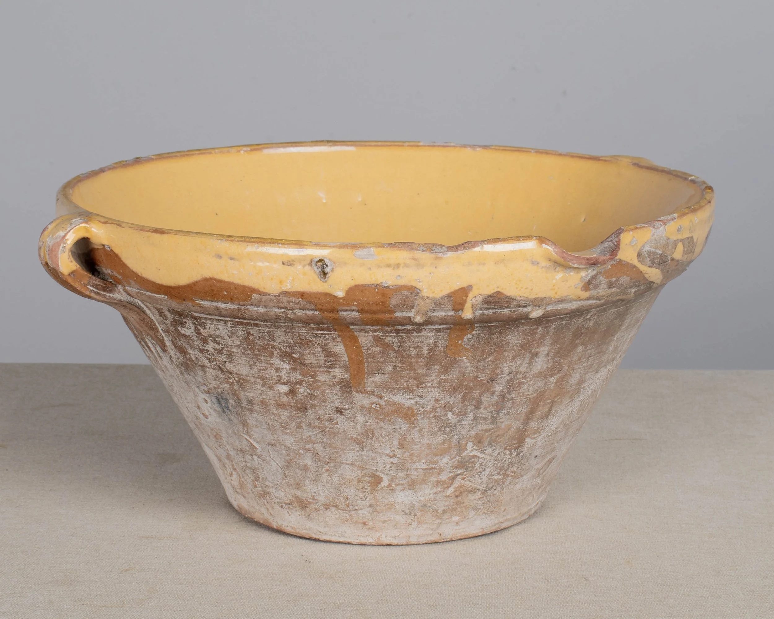 French Yellow Glazed Terracotta Tian or Grésale Bowl