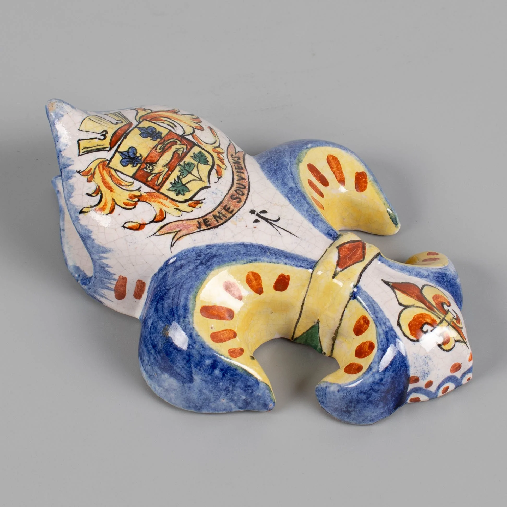 19th Century French Faience Fleur de Lis Wall Pocket