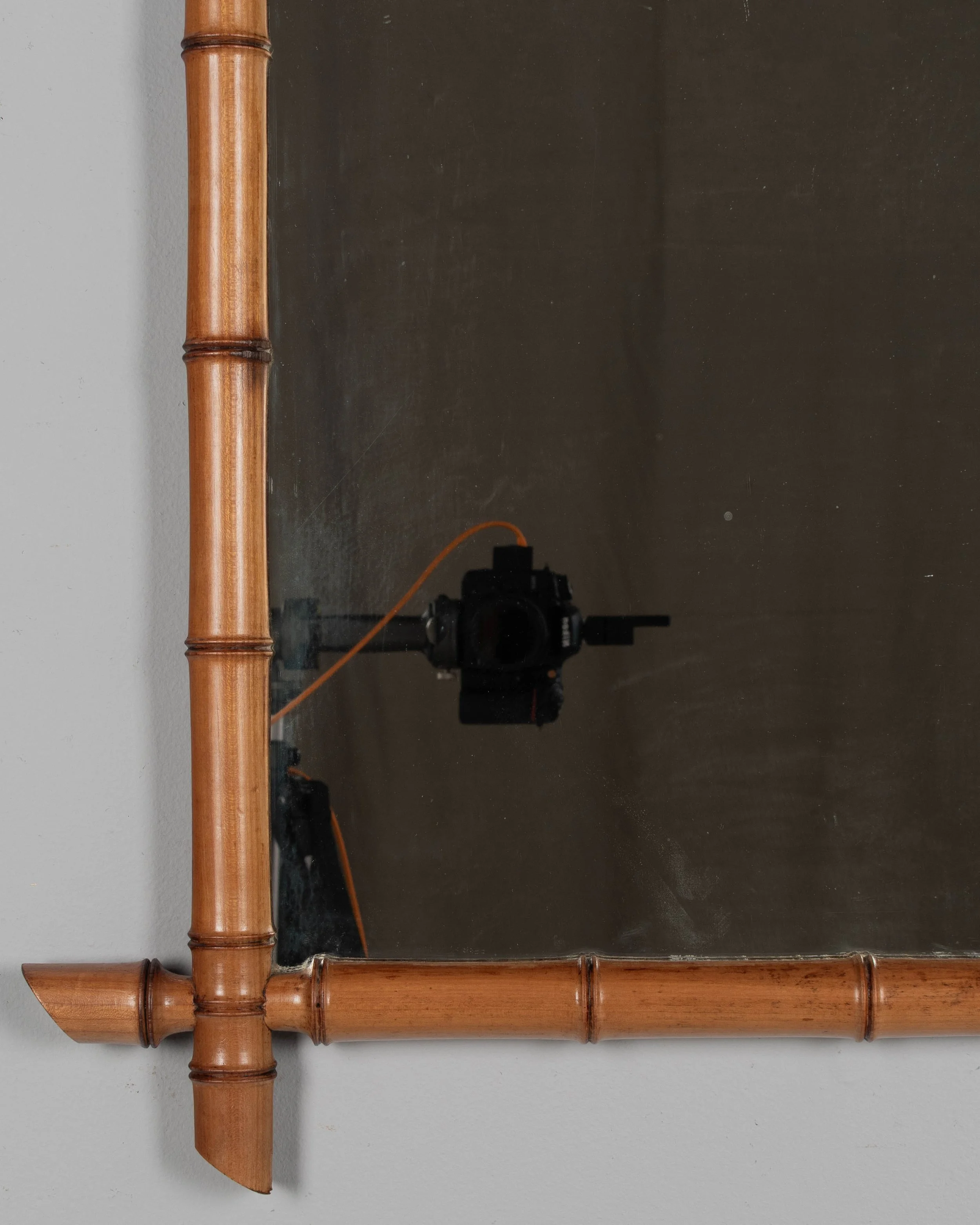 French Faux Bamboo Cherry Wood Mirror