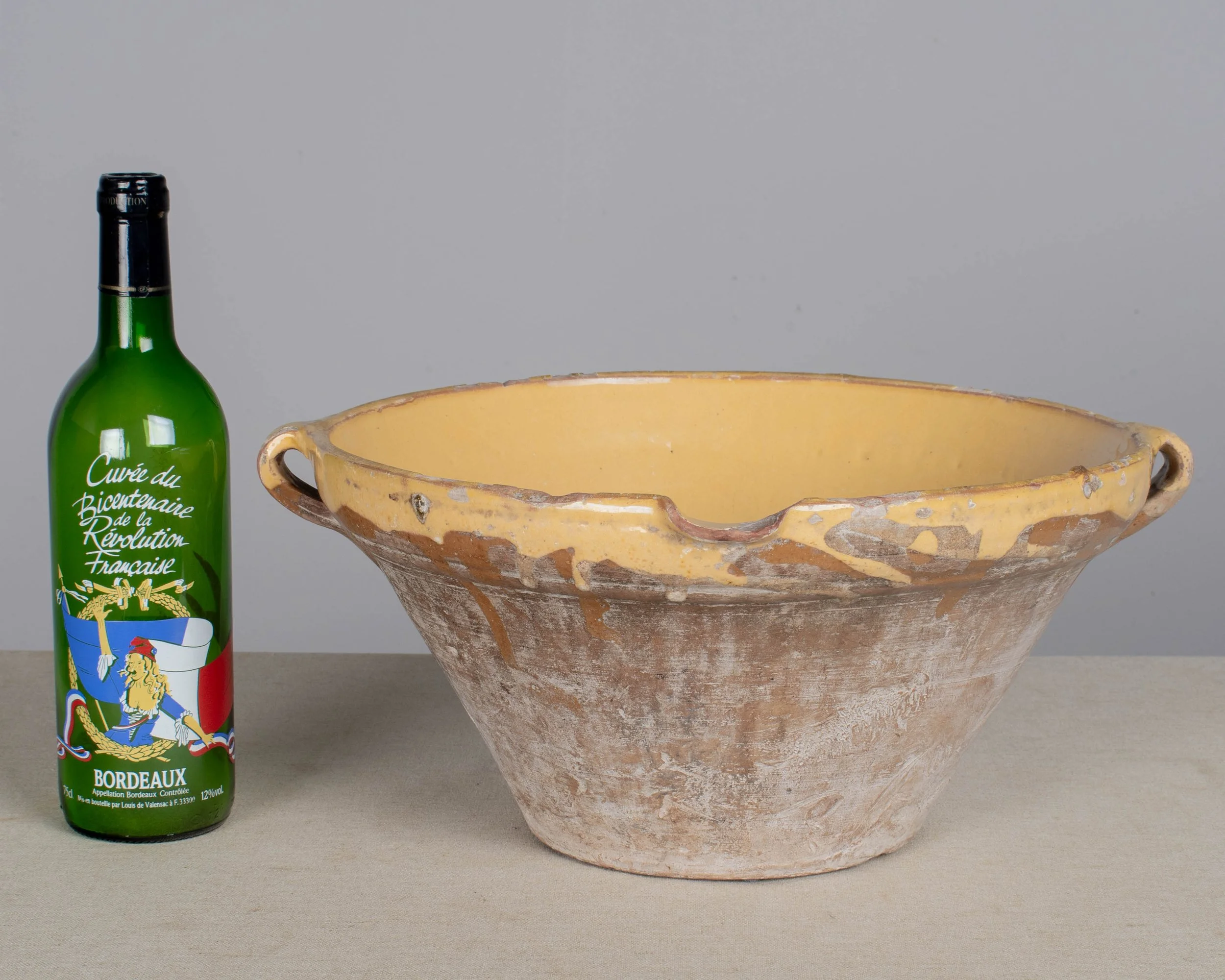 French Yellow Glazed Terracotta Tian or Grésale Bowl