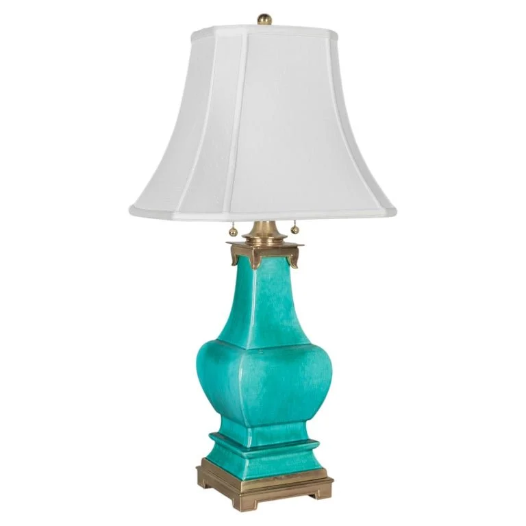 Mid Century Stiffel Ceramic & Brass Pagoda Lamp