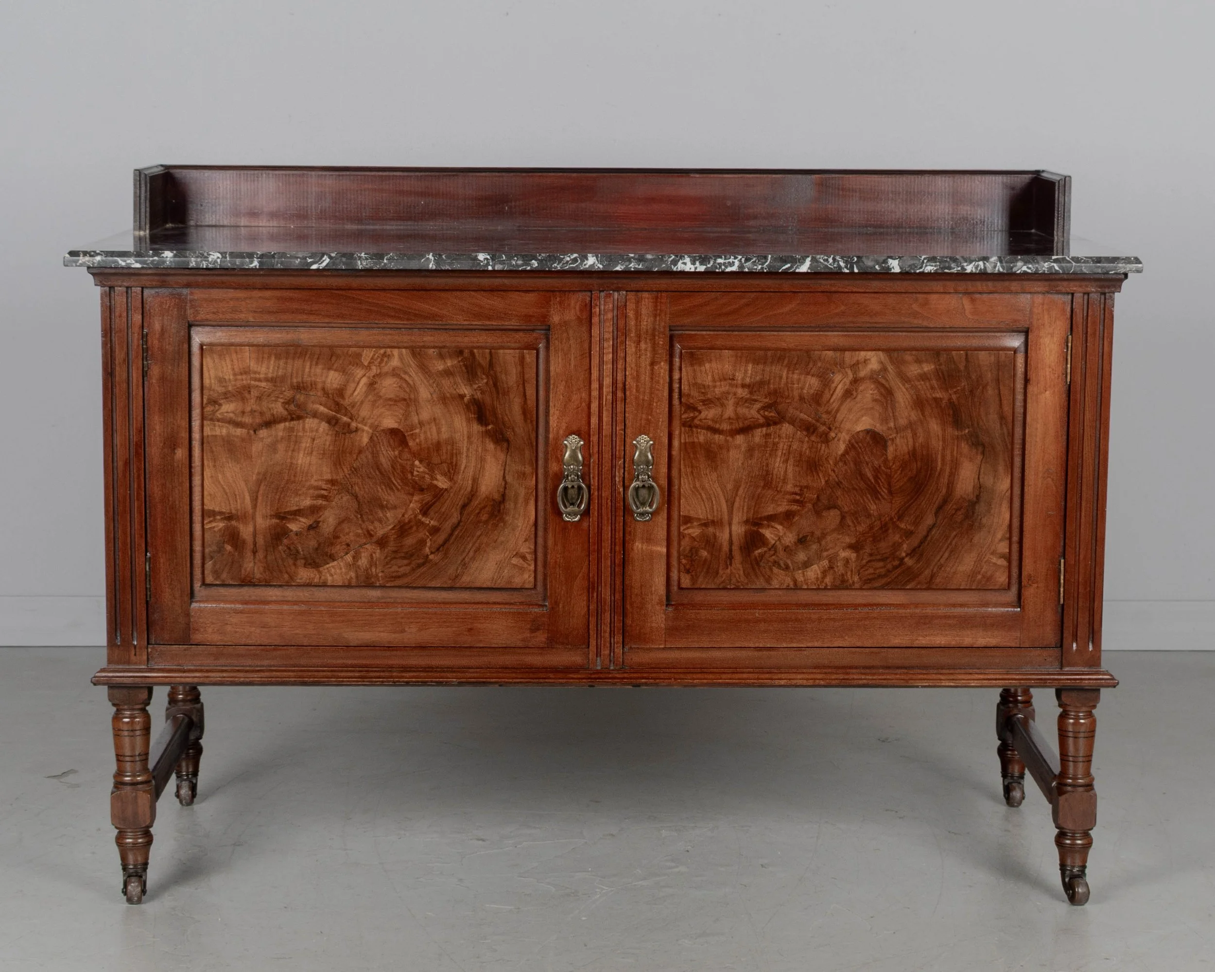 19th Century English Marble Top Walnut Sideboard by P. E. Gane