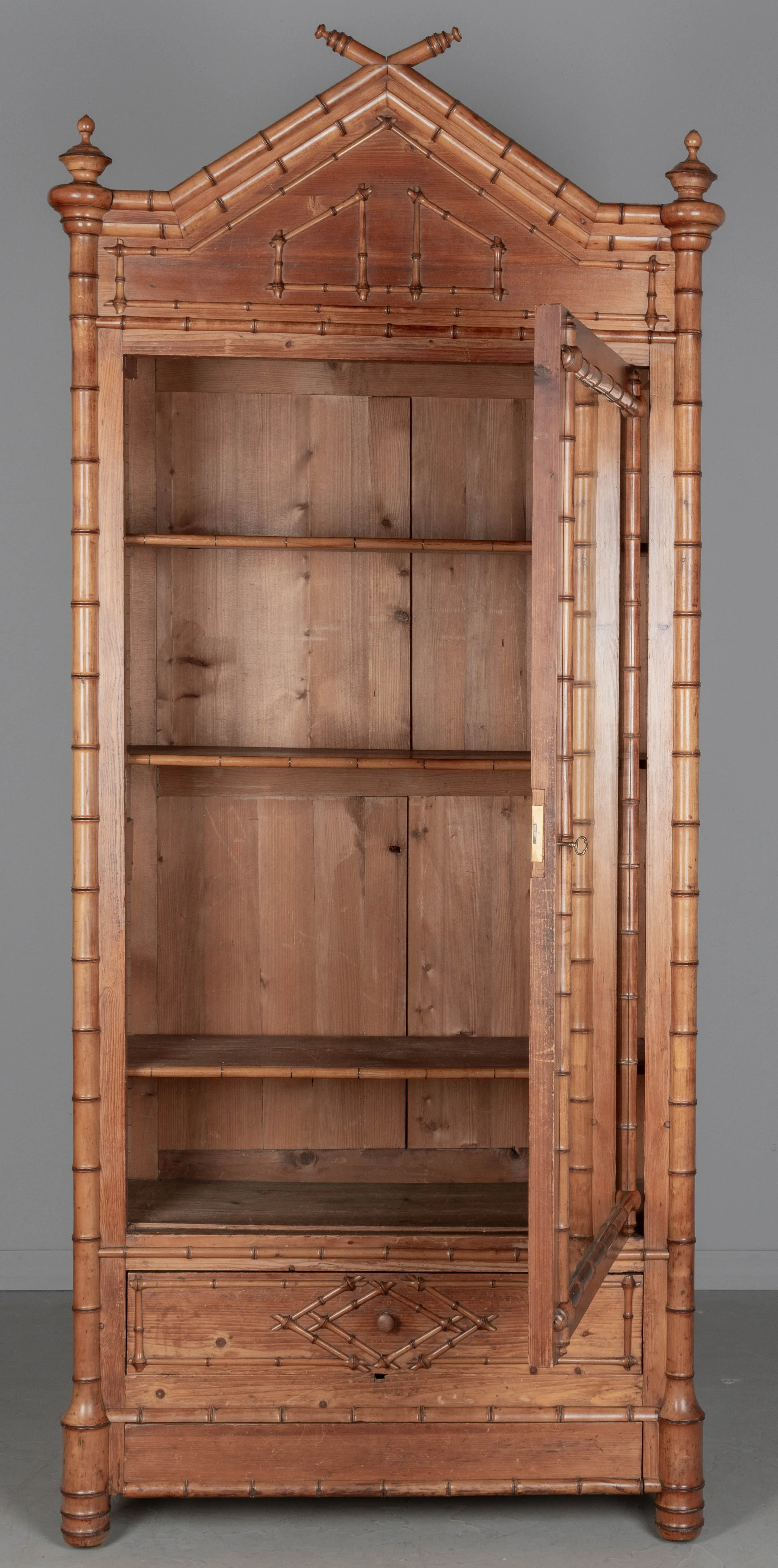 French Faux Bamboo Armoire or Wardrobe