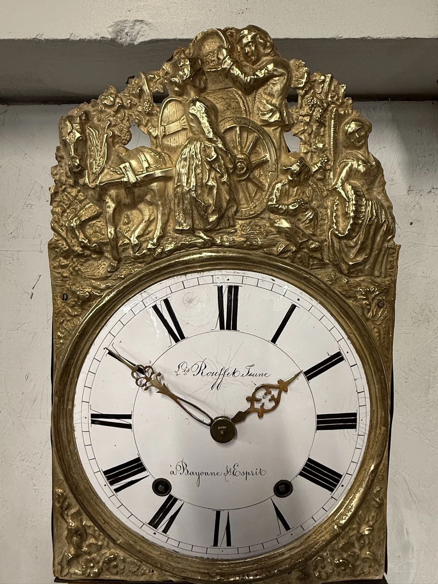 19th c. French Morbier Clock or Comtoise Mouvement