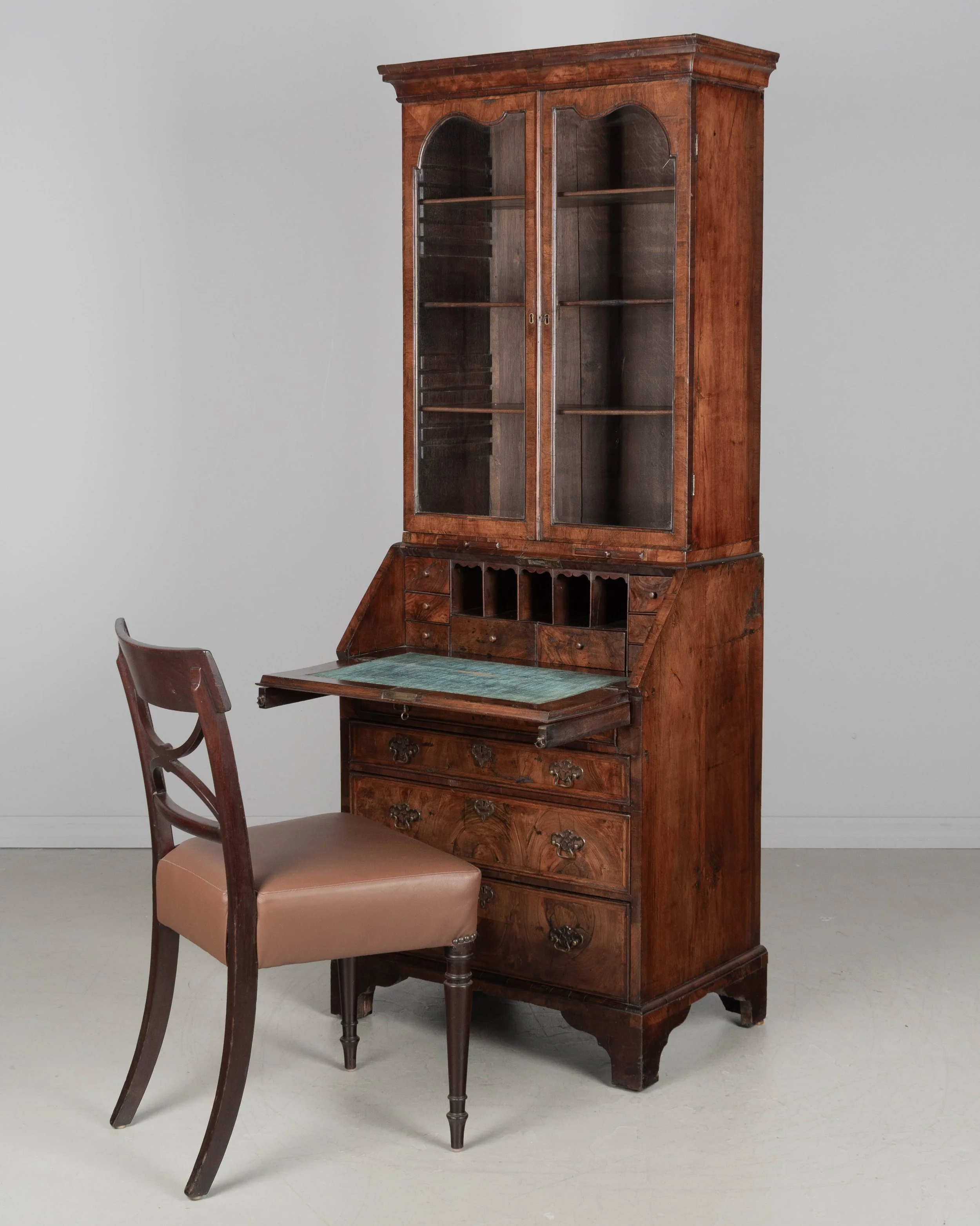 18th Century English Walnut Bureau Bookcase, or Secretary Desk