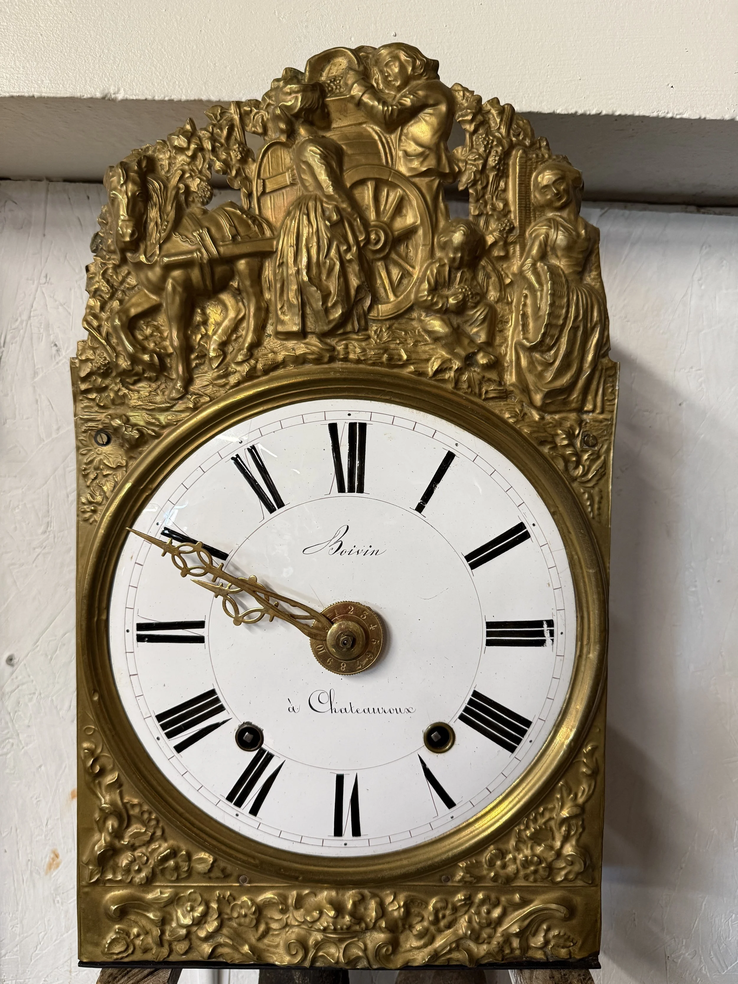 A late 19th century Morbier works for a tall case clock from Boivin at Chateauroux.