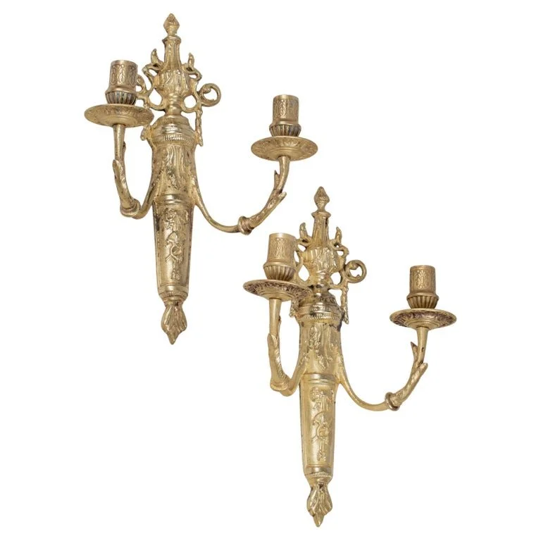 19th Century Louis XVI Style Bronze Candle Sconces