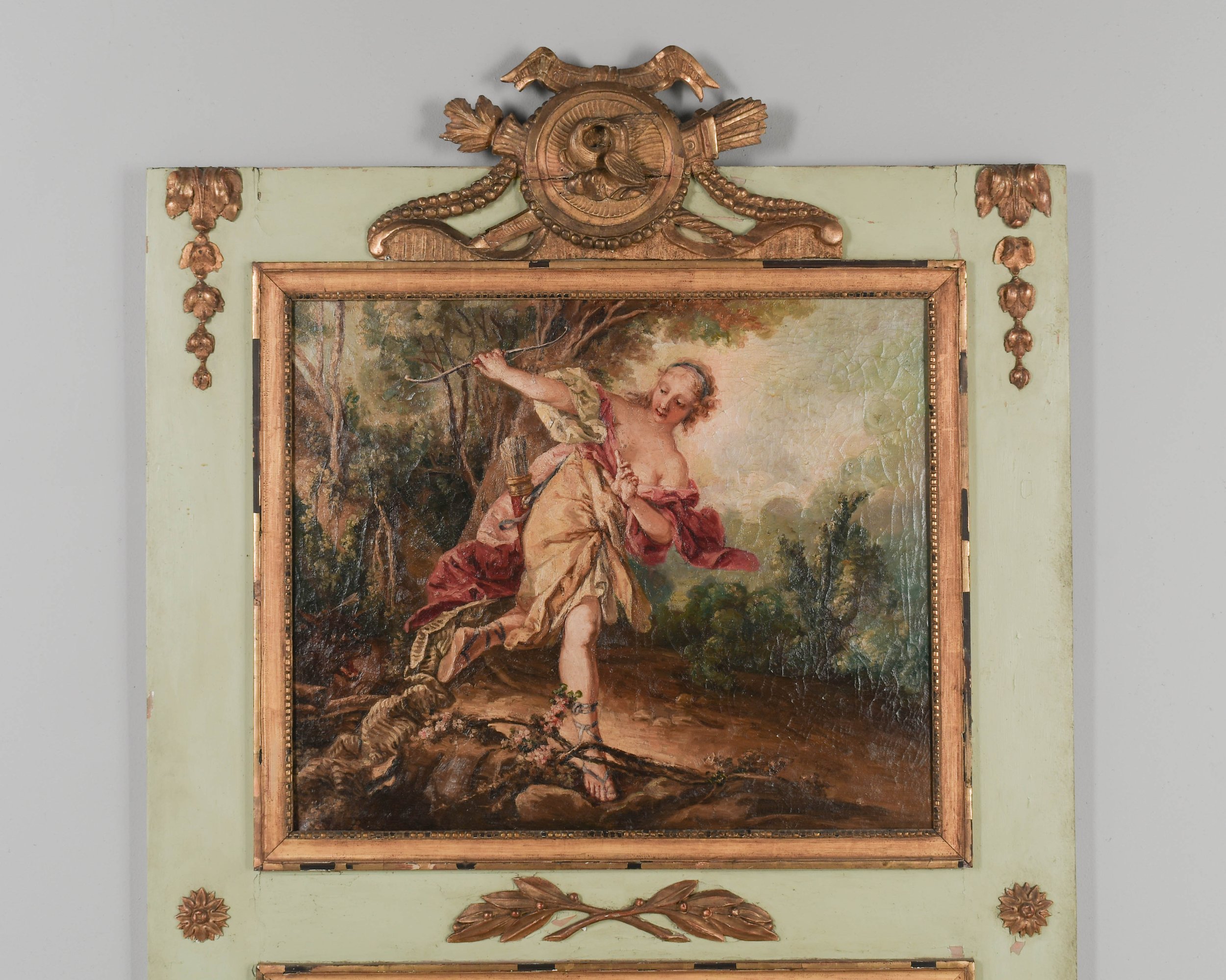 19th Century French Trumeau Mirror with Painting
