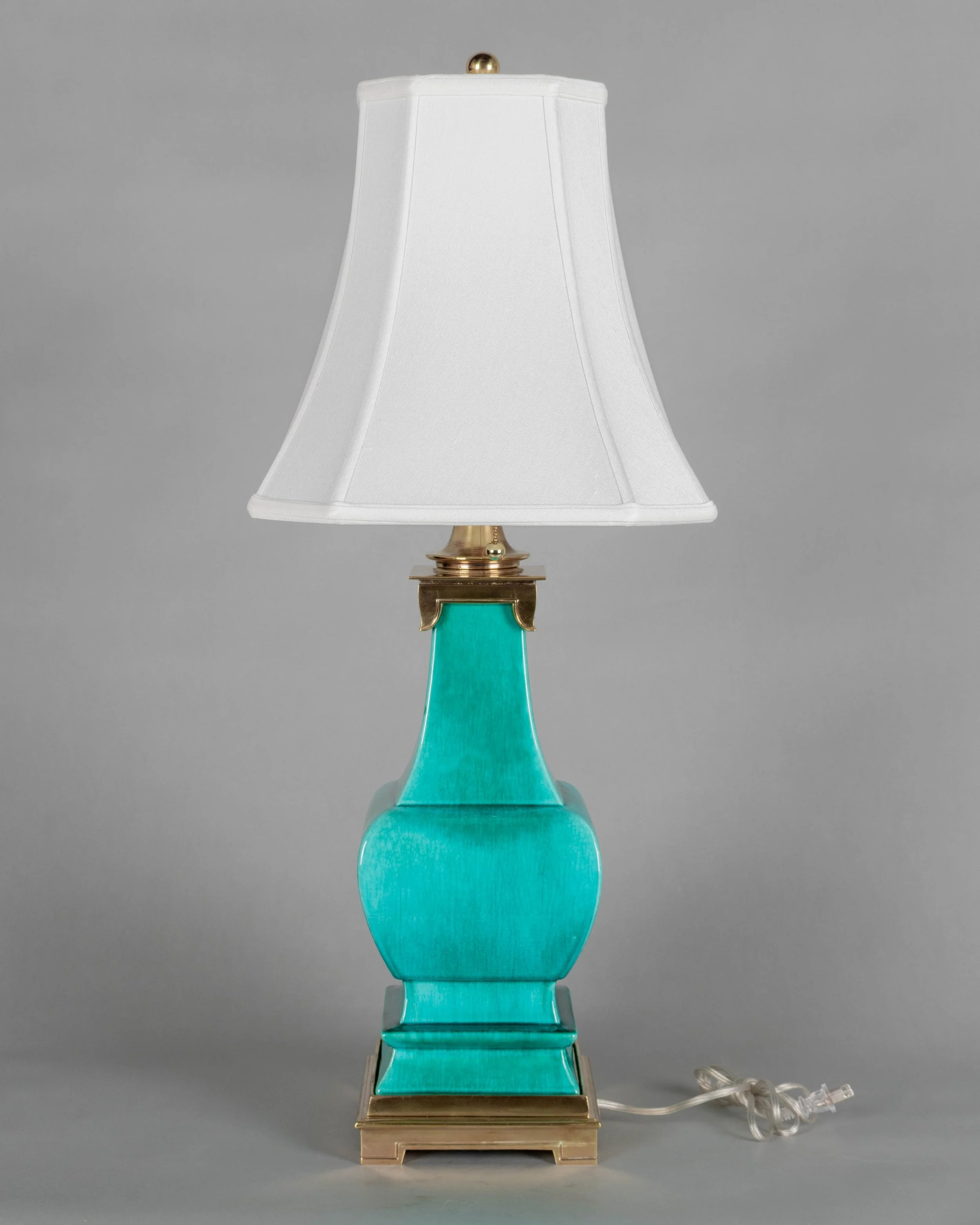 Mid Century Stiffel Ceramic & Brass Pagoda Lamp