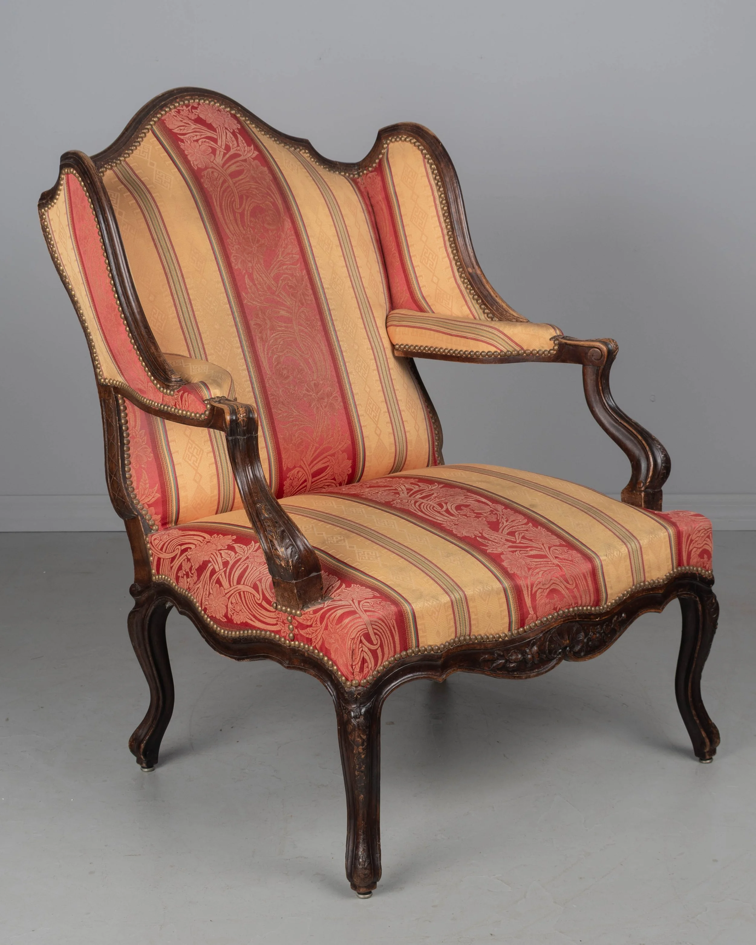 19th Century Louis XV Style Wingback Fauteuil or Armchair