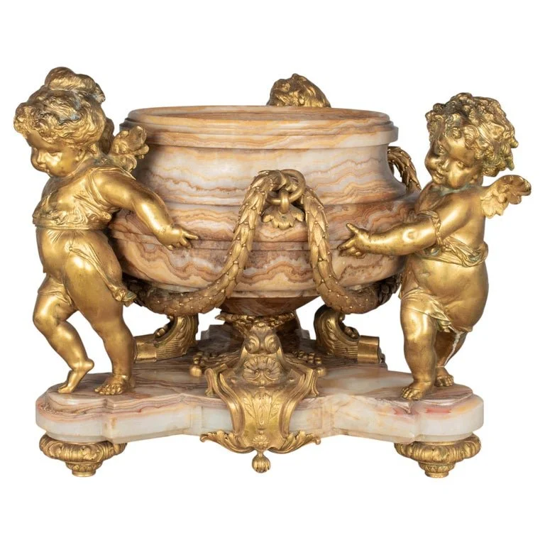 H. Journet & Cie 19th Century French Ormolu Bronze & Oynx Centerpiece