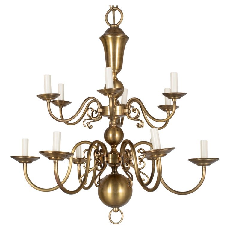 Vintage Dutch Colonial Brass Chandelier
