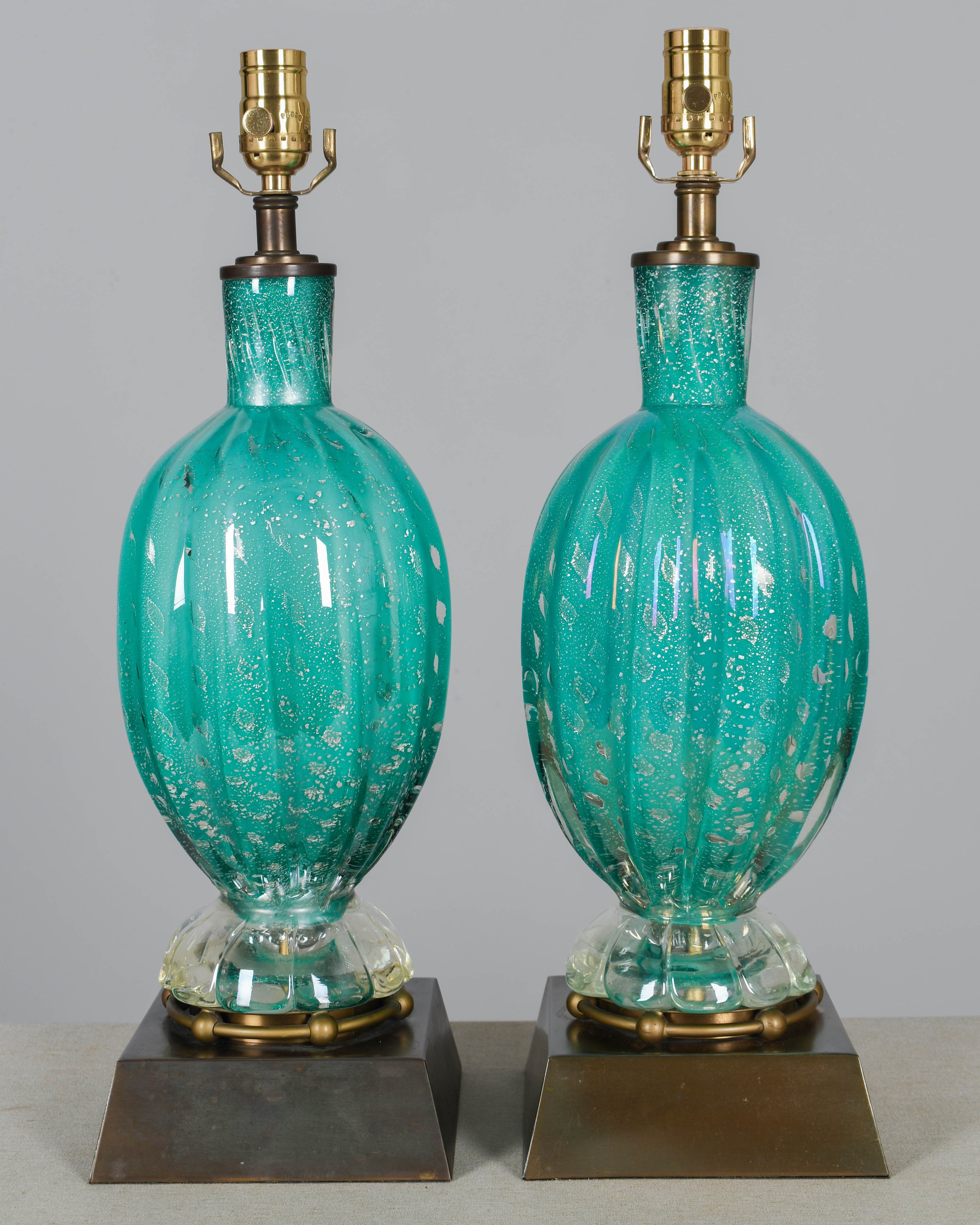A pair of Mid Century Murano glass lamps by Barovier & Toso.