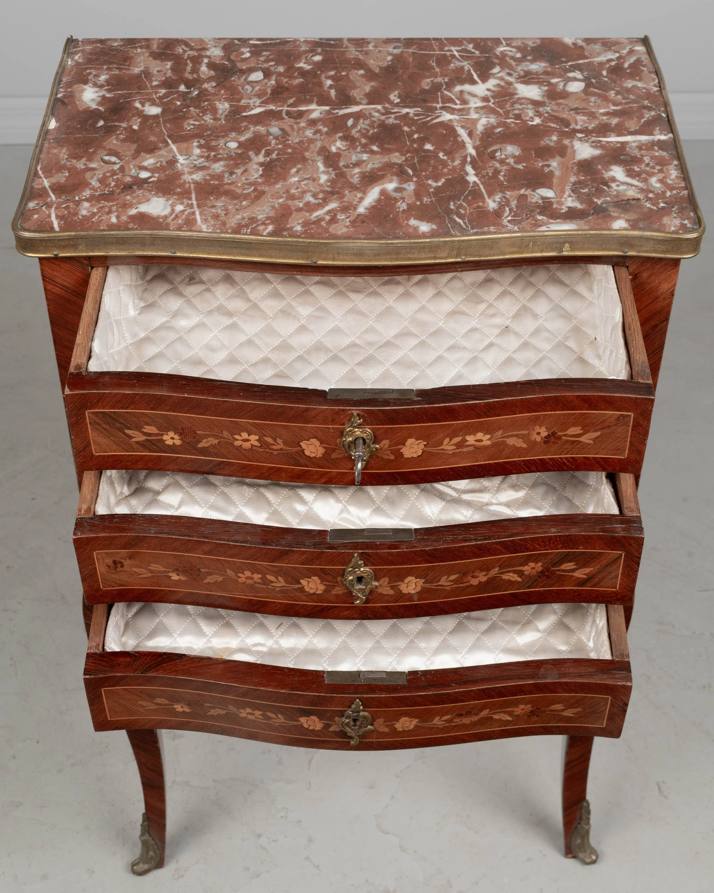 Louis XVI Style Marble Top Nightstand or Side Table