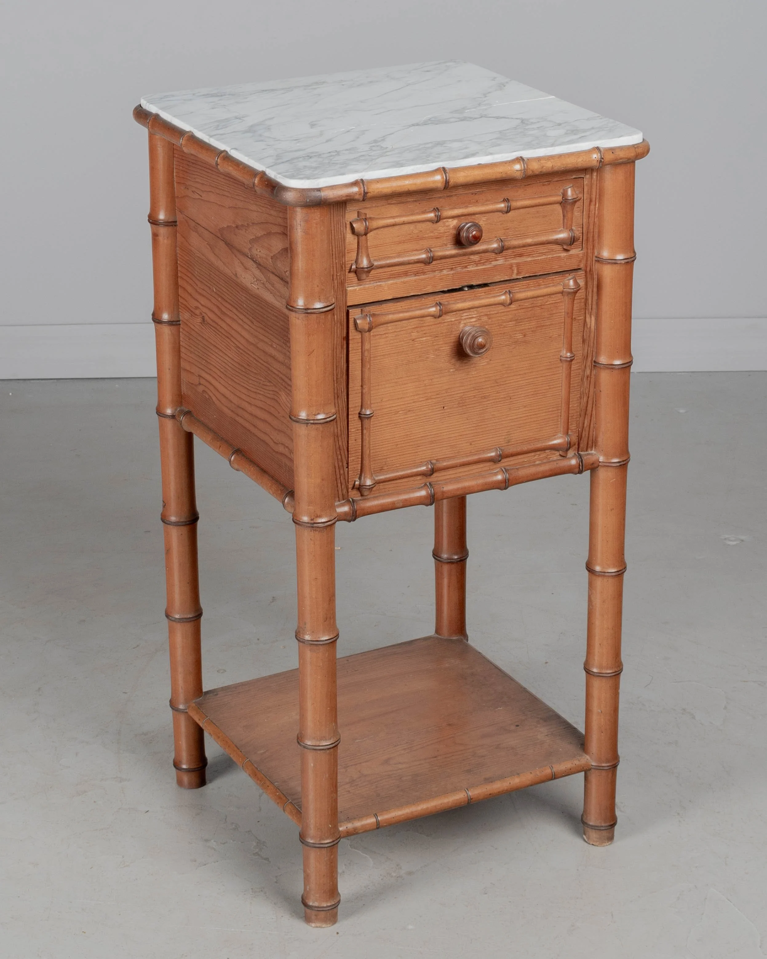 French Faux Bamboo Nightstand or Side Table