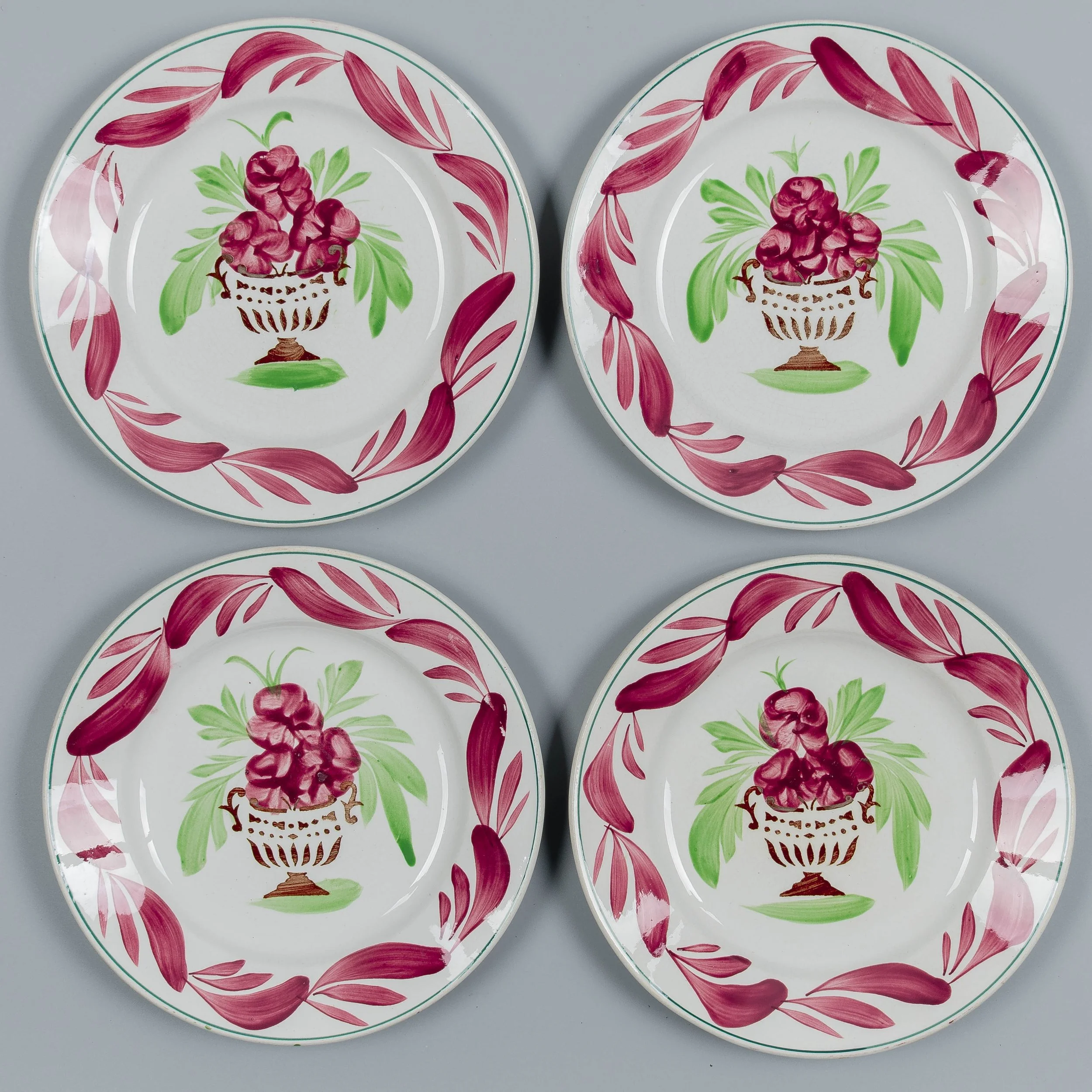 A set of four  19th Century French glazed earthenware plate by H. B. Boulanger Choisy-le-Roi