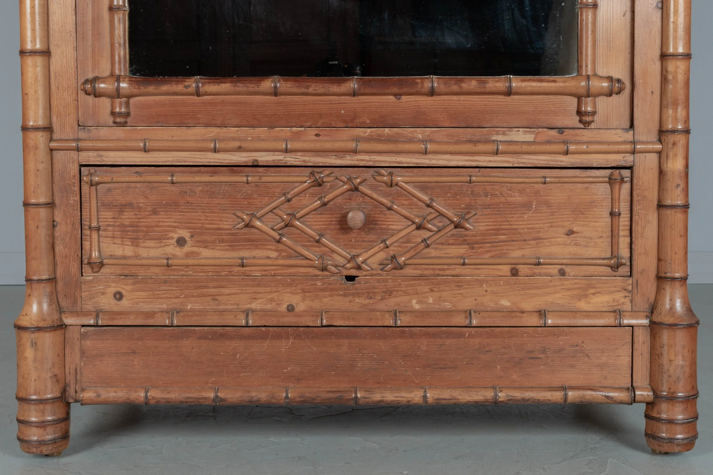 French Faux Bamboo Armoire or Wardrobe