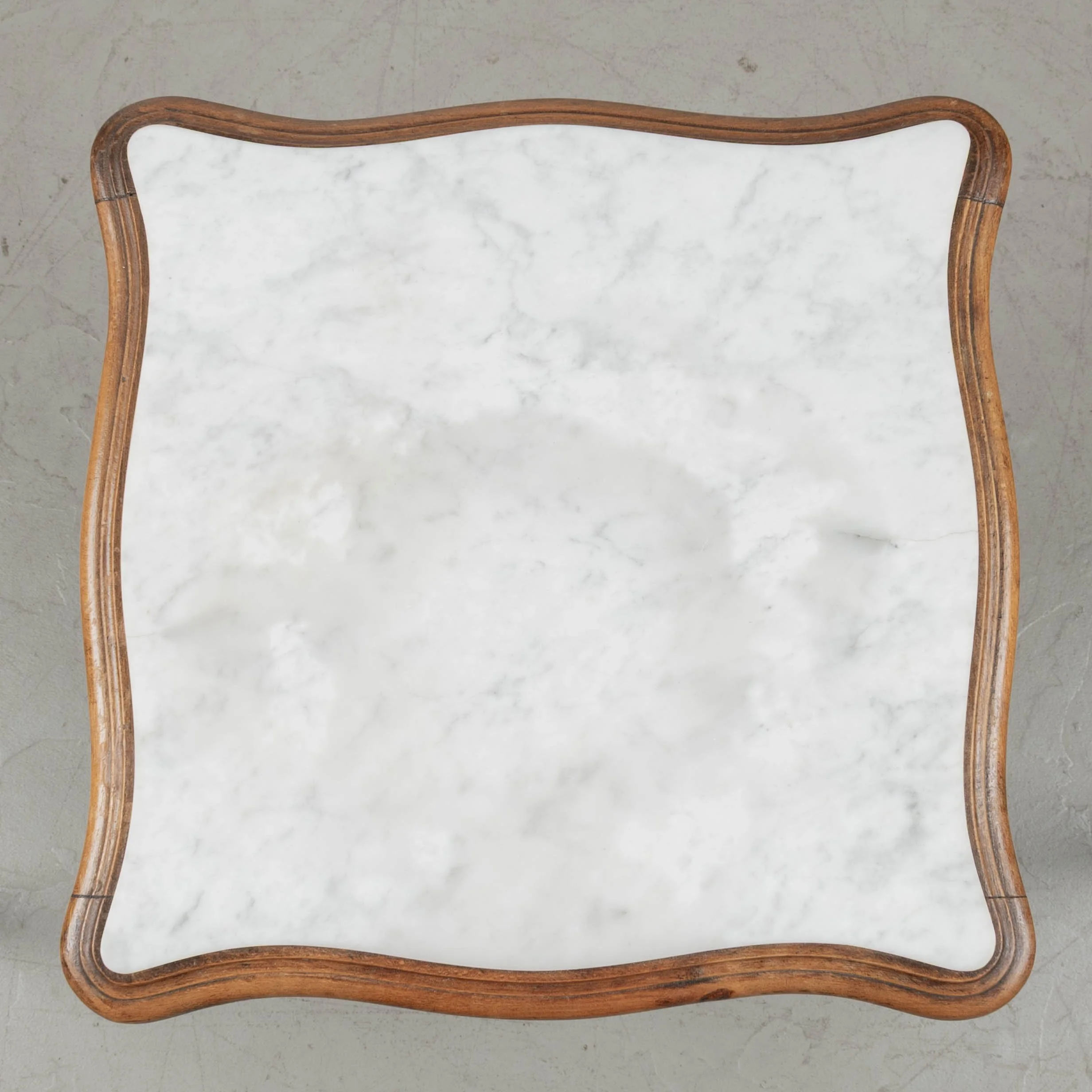 French Louis XV Style Nightstand, Walnut with Marble Top,
