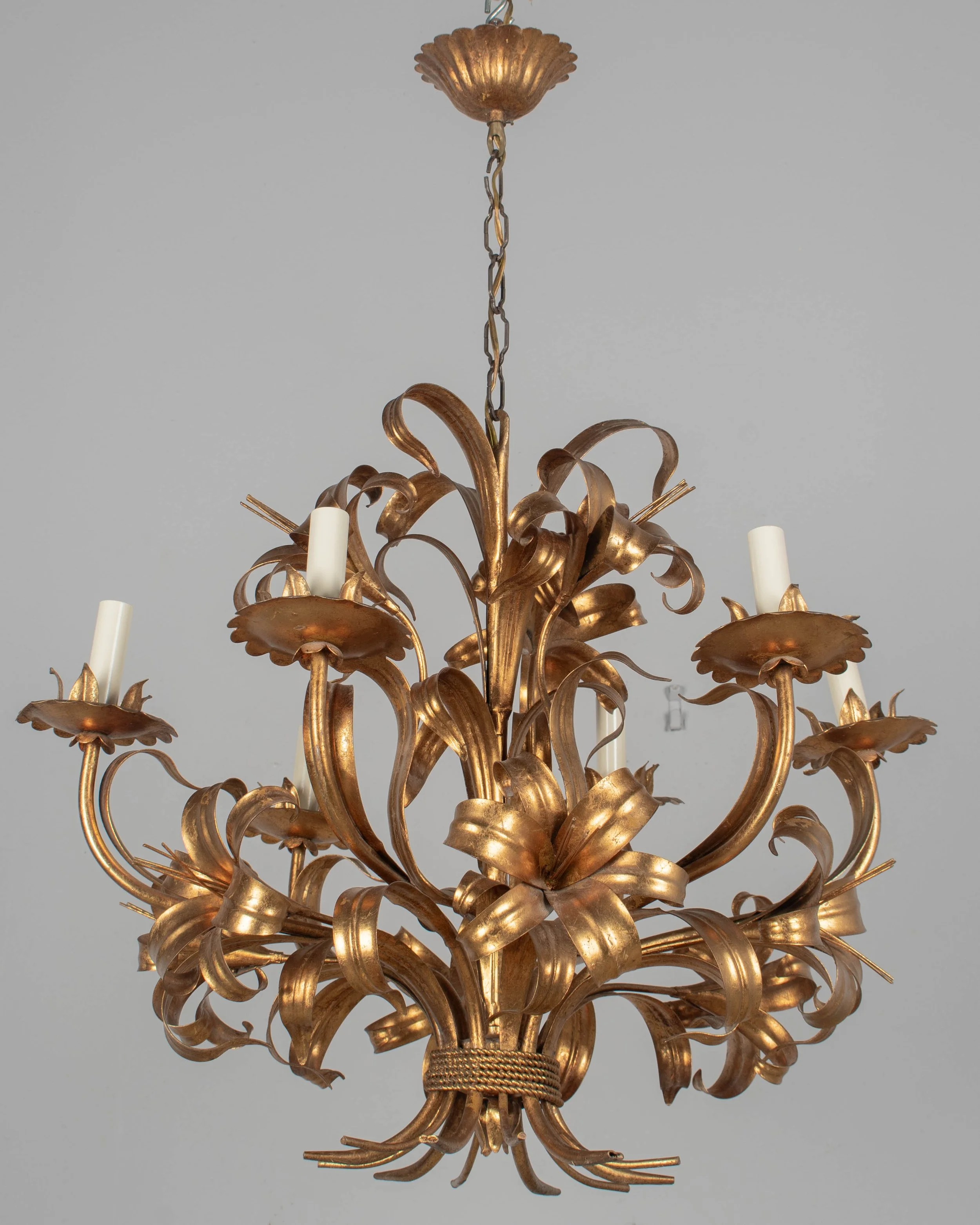Italian Gilt Tôle Chandelier Six Lights