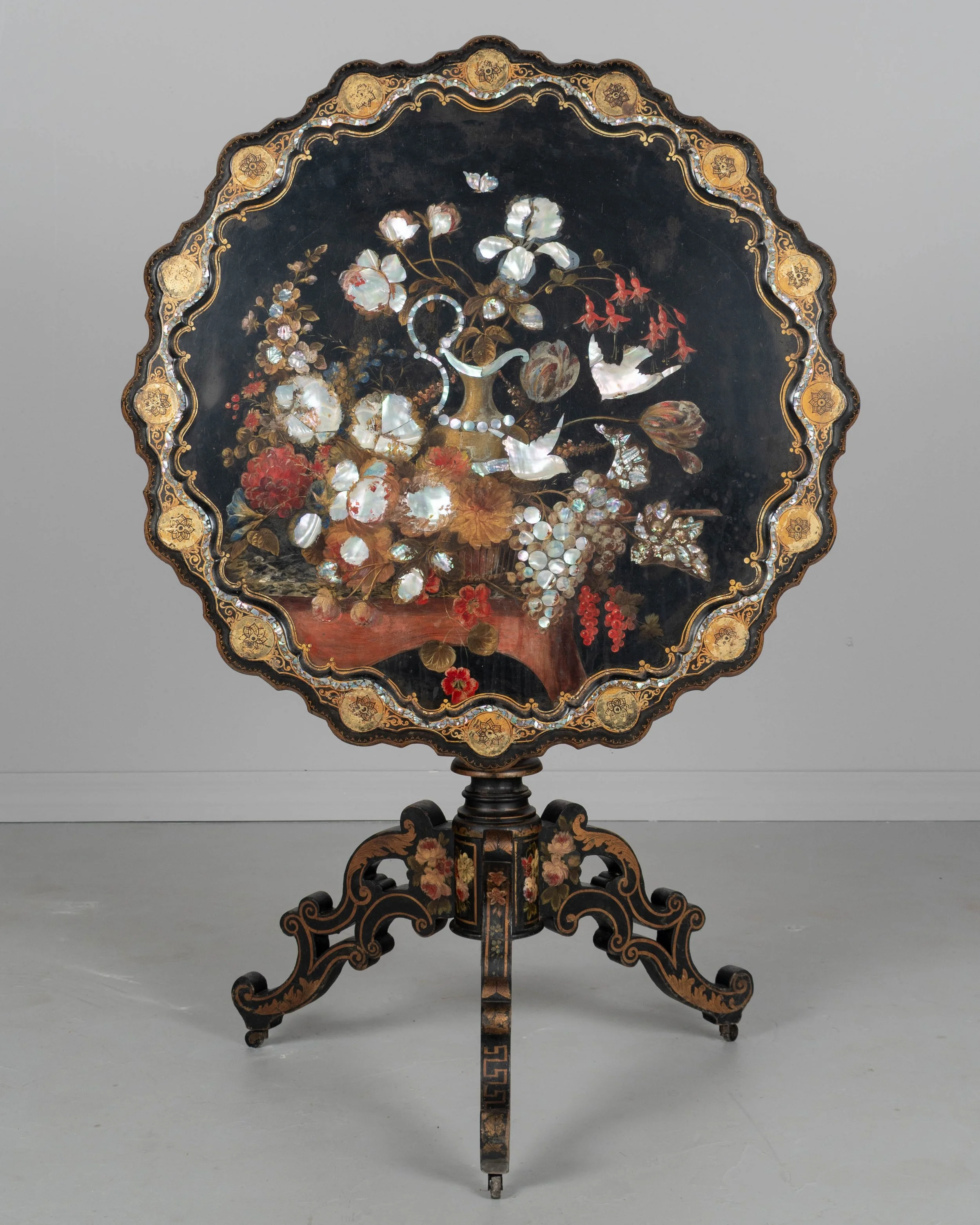 19th Century Napoleon III Lacquered Tilt-Top Table