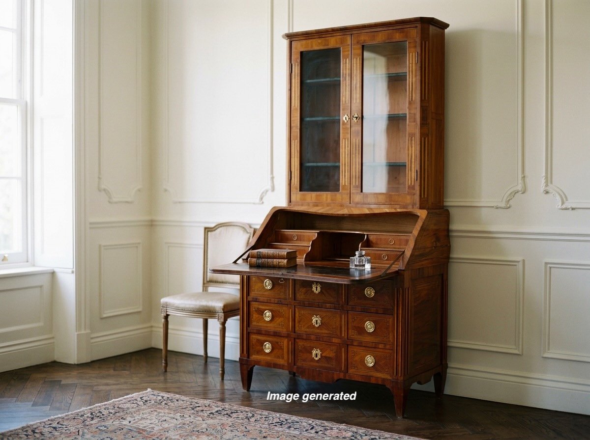 18th Century French Louis XVI Marquetry Secretary Desk